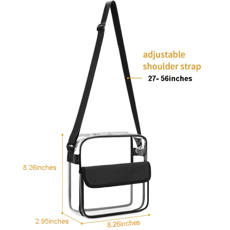 Small Clear Crossbody Messenger Shoulder Bag w/Adjustable Strap 10