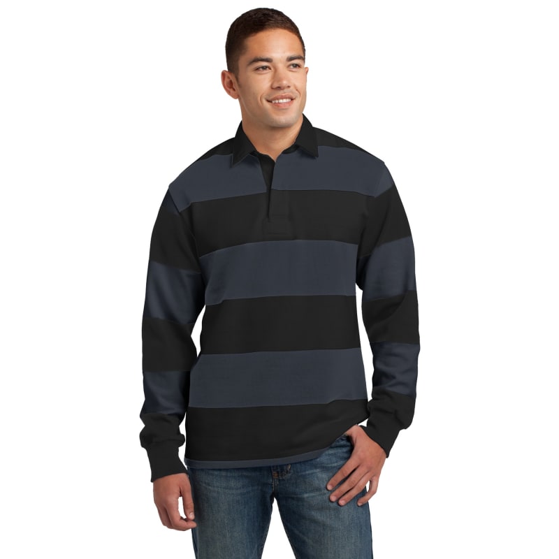 Sport-Tek Classic Long Sleeve Rugby Polo. 1