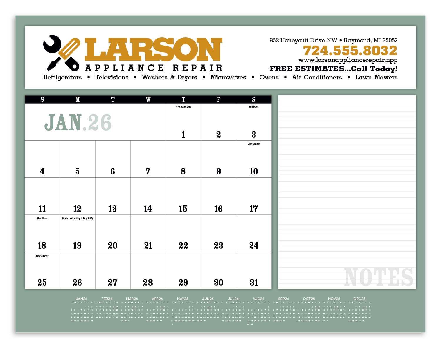 Triumph® Calendars Notes Desk Pad 8