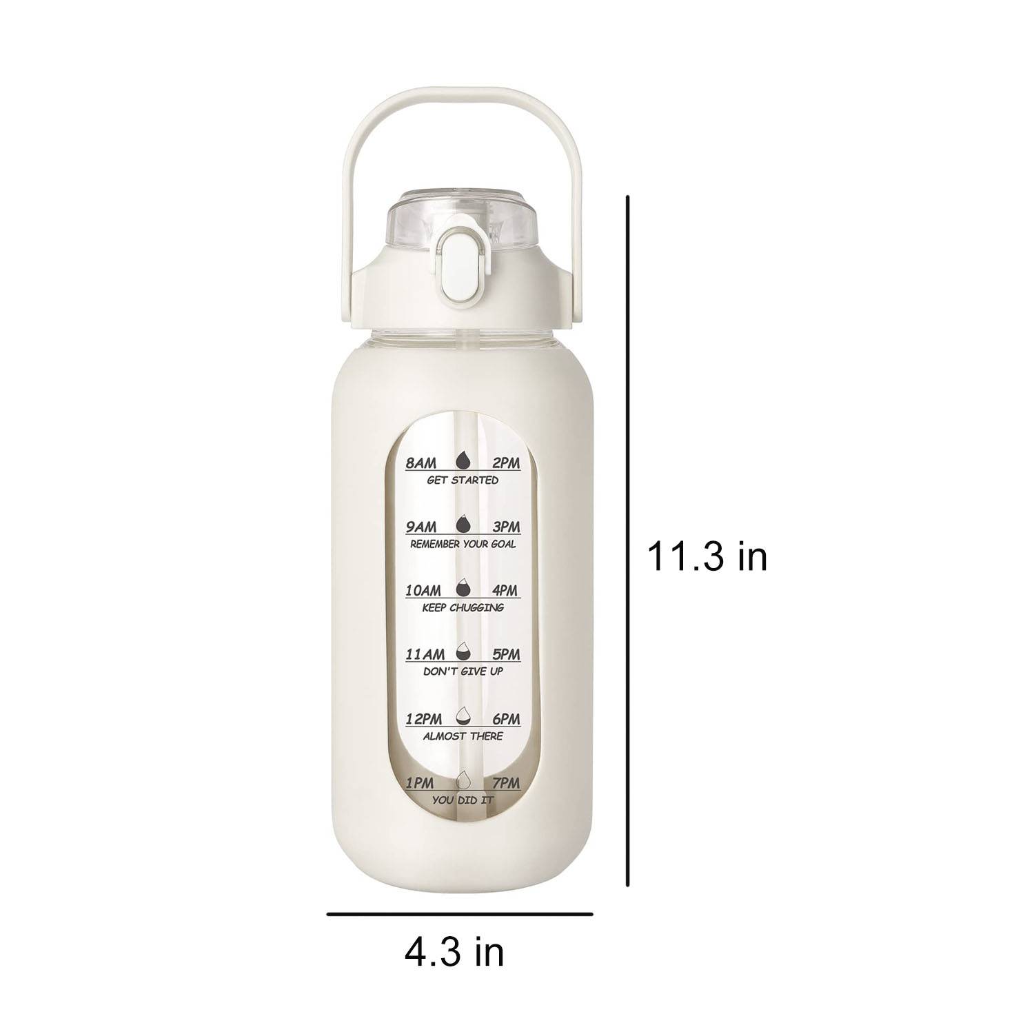 64oz Portable Glass Water Bottle w/ Straw Lid 1