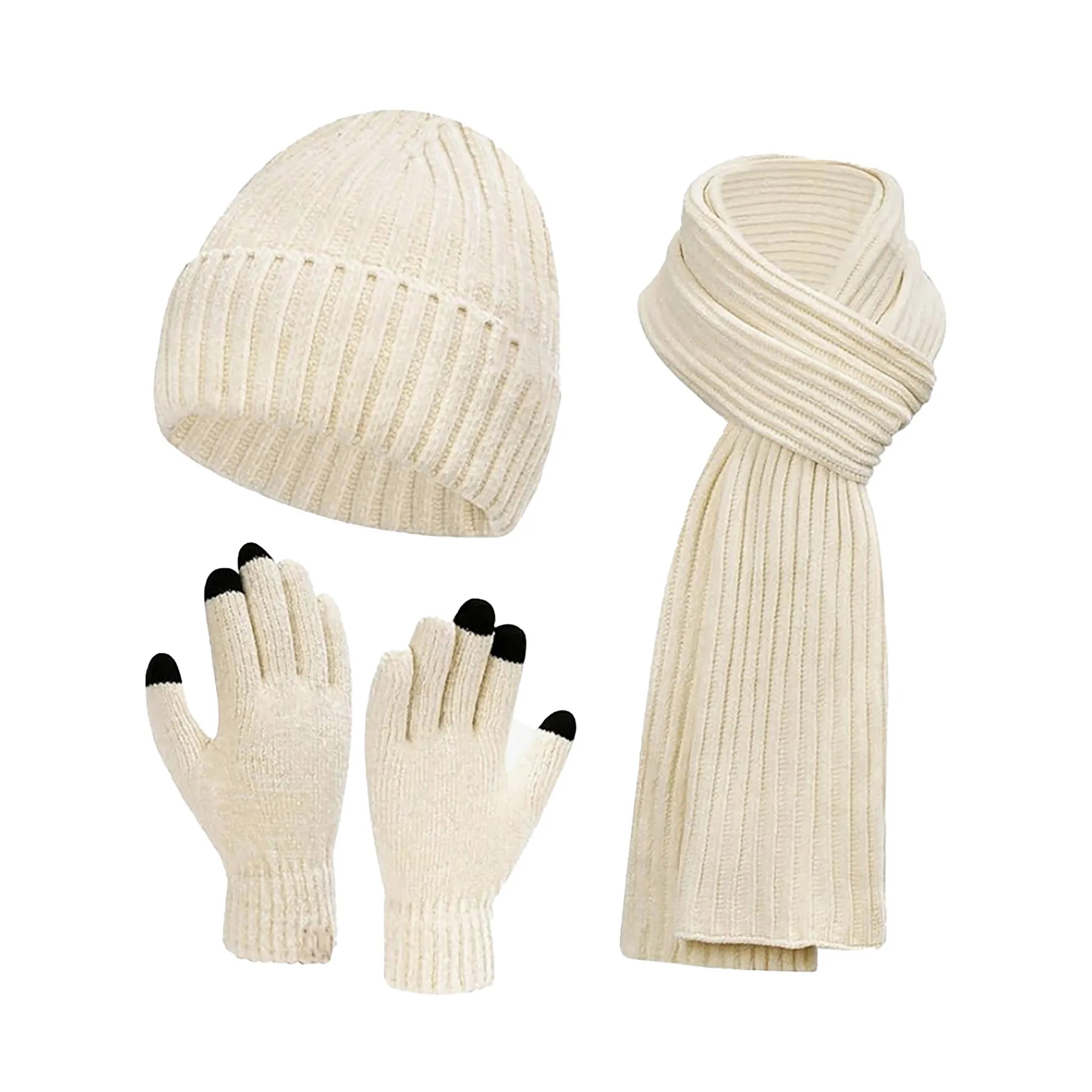 Polyester Women's Hat, Scarf, Gloves Three Piece Set 3