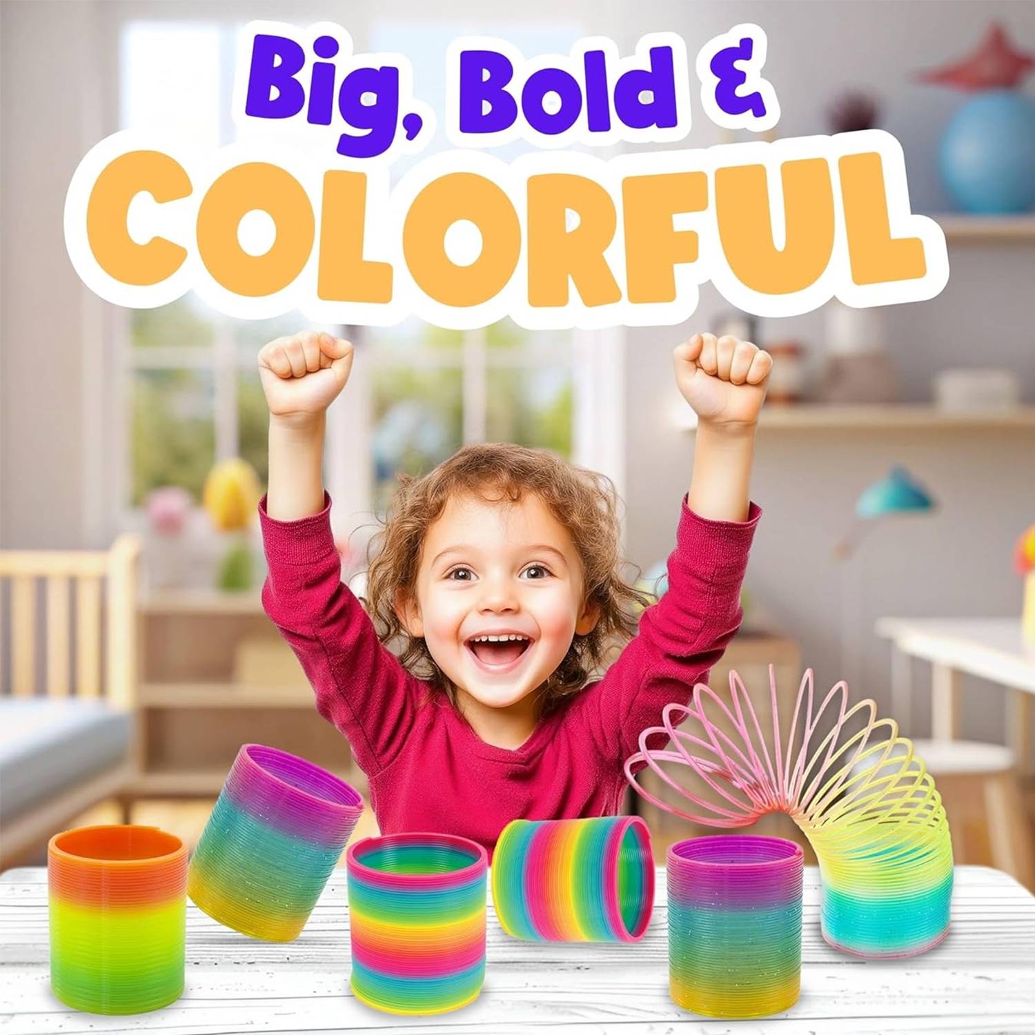 Kids Rainbow Plastic Coil Spring 5