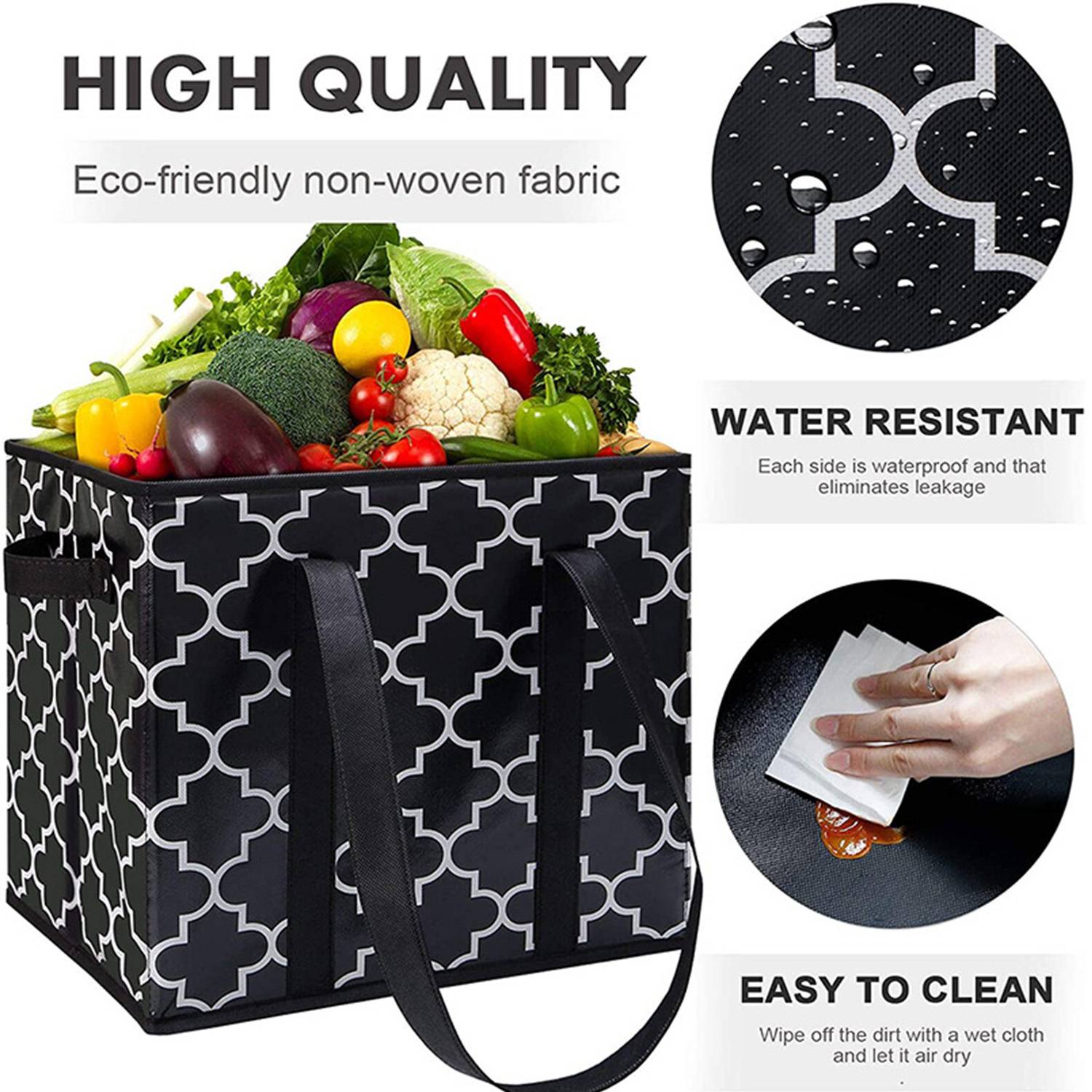 30L Waterproof Foldable Non Woven Grocery Bag for Shopping 6