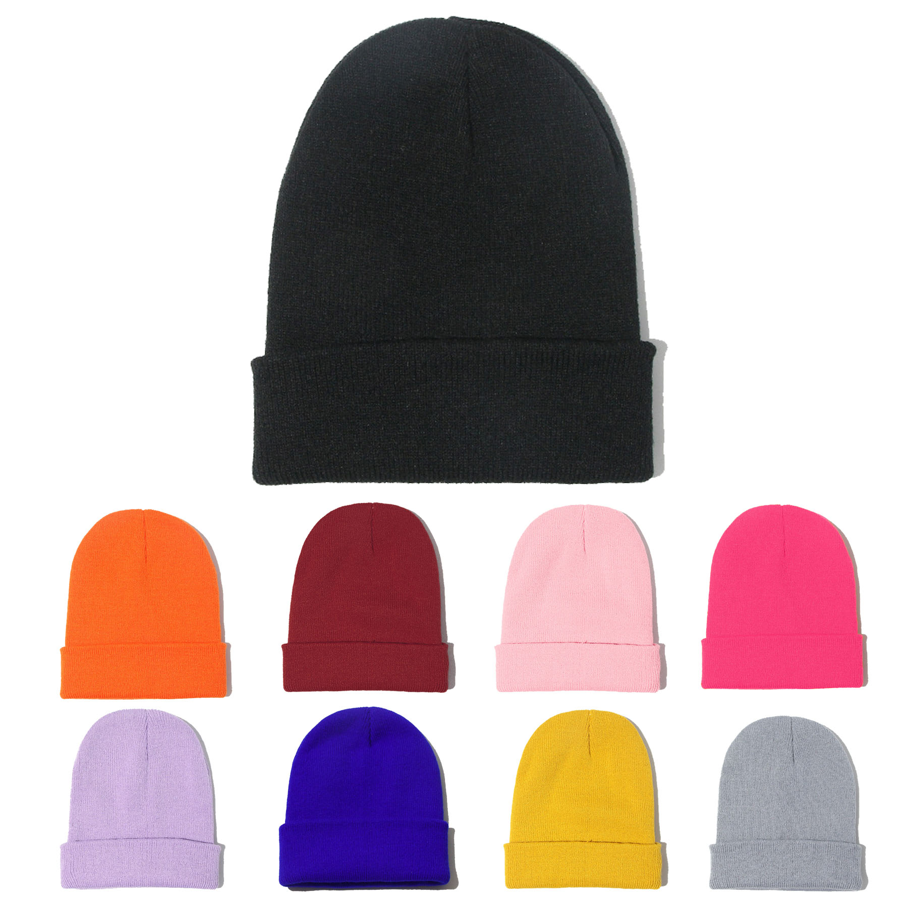 Solid Colour Light Panel Wool Knitted Hat 2