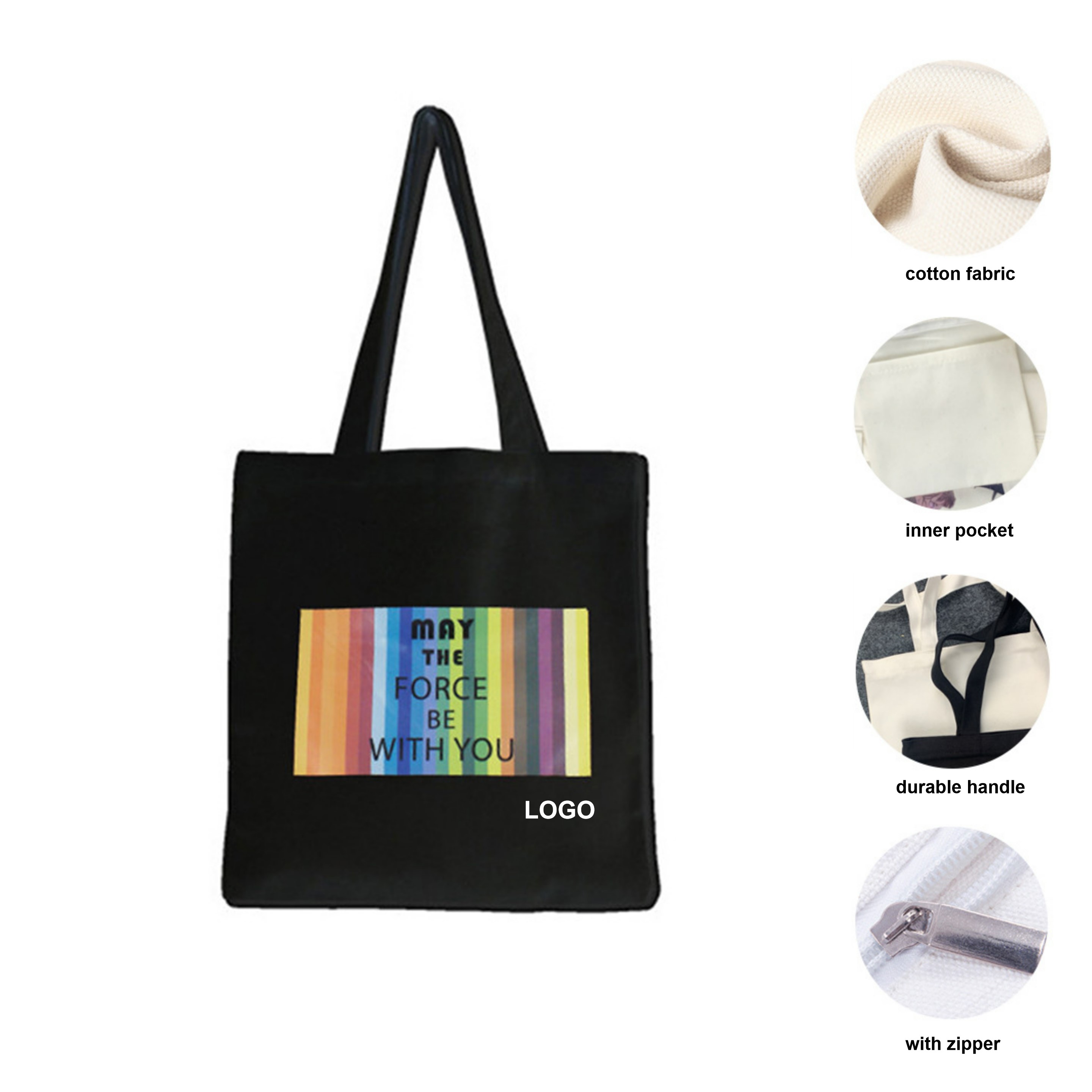 Black Cotton Tote Bag (direct import) 2