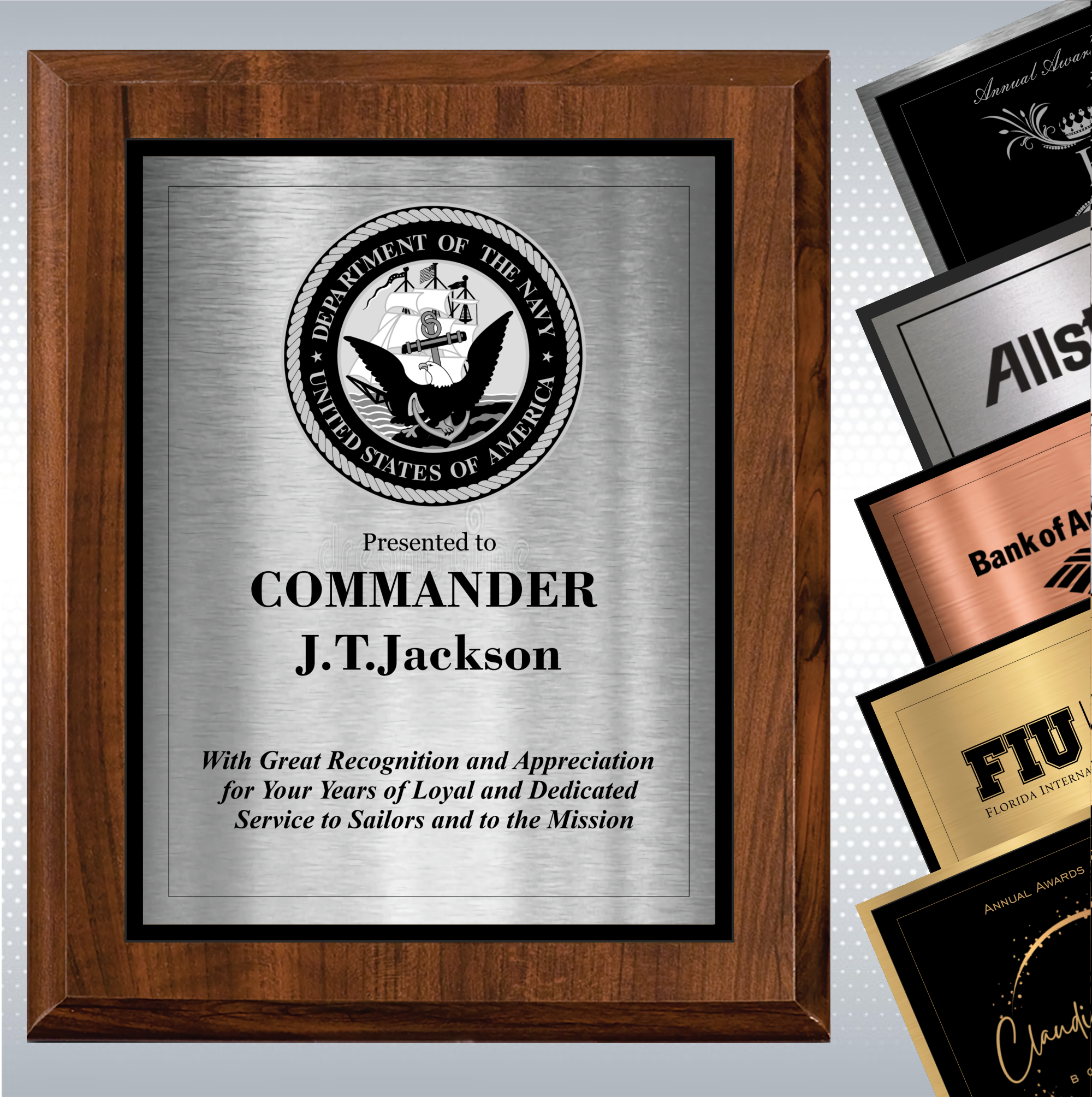 Cherry Finish Plaque w/ Double Engraved Plate 3