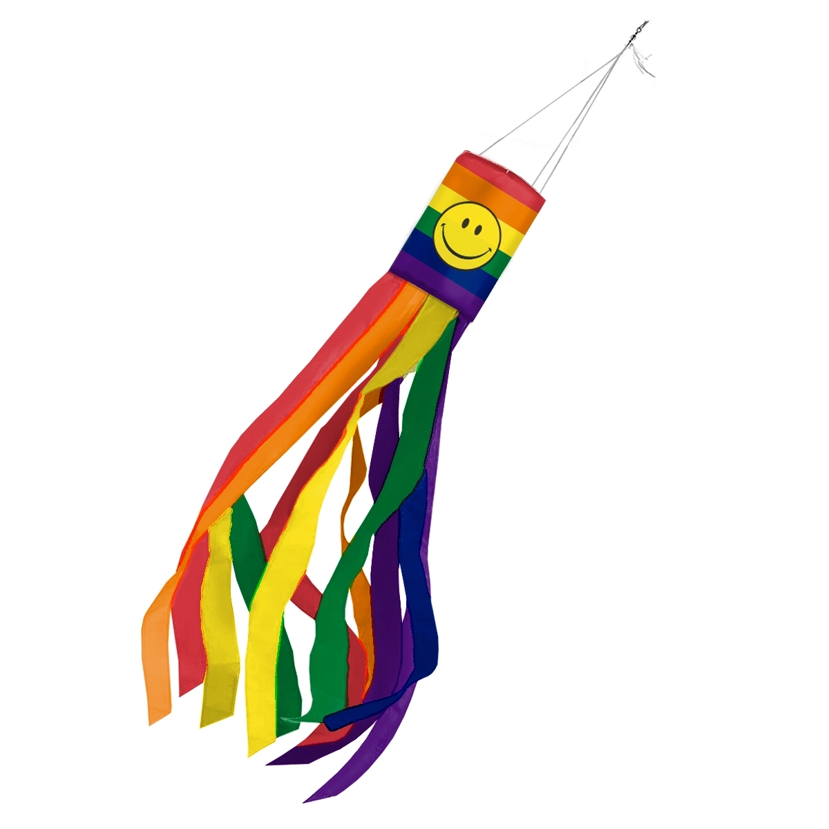 1ply Nylon Rainbow with smiley face Pride Windsock 1