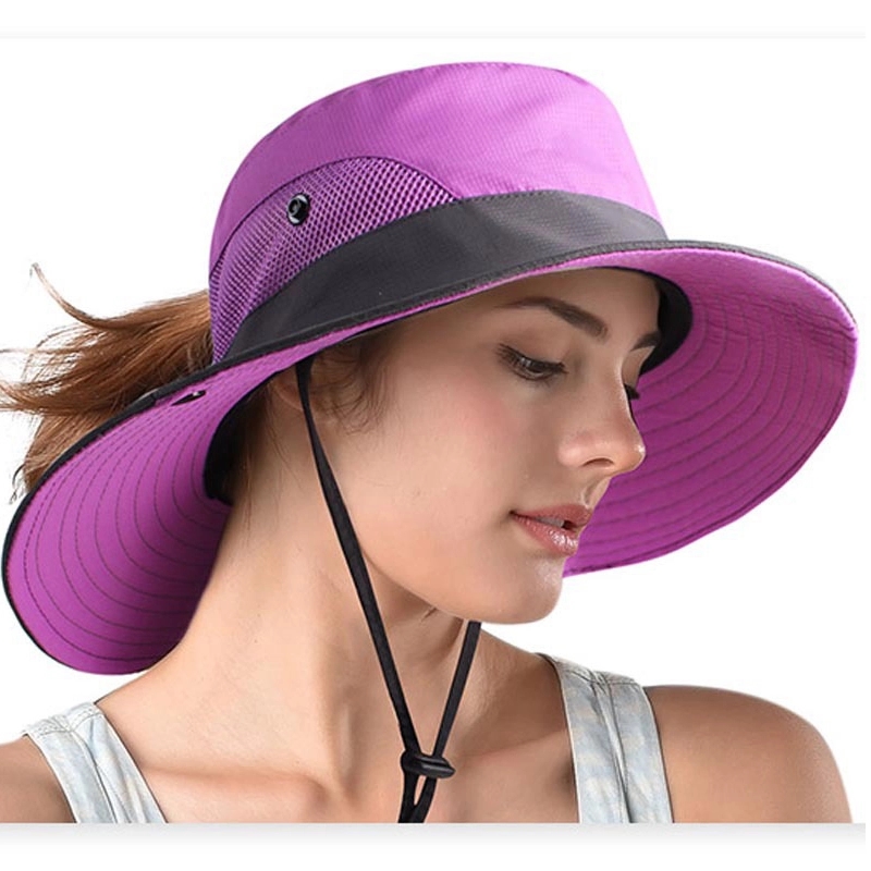 Women Ponytail Summer Sun Hat Uv Protection Wide Brim 7