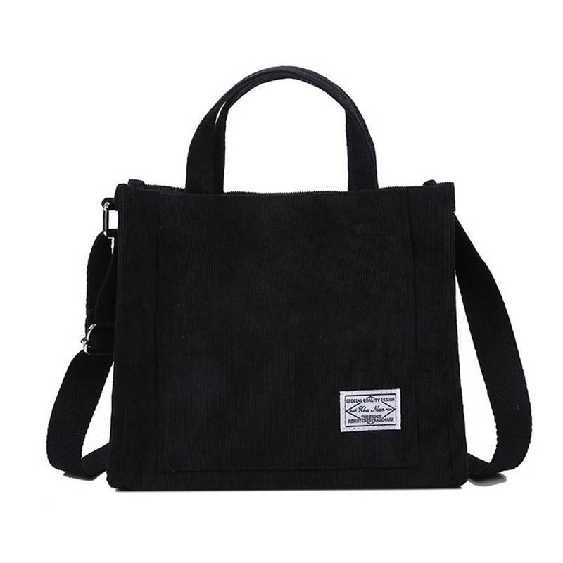 Women Corduroy Zipper Shoulder Crossbody Bag 7