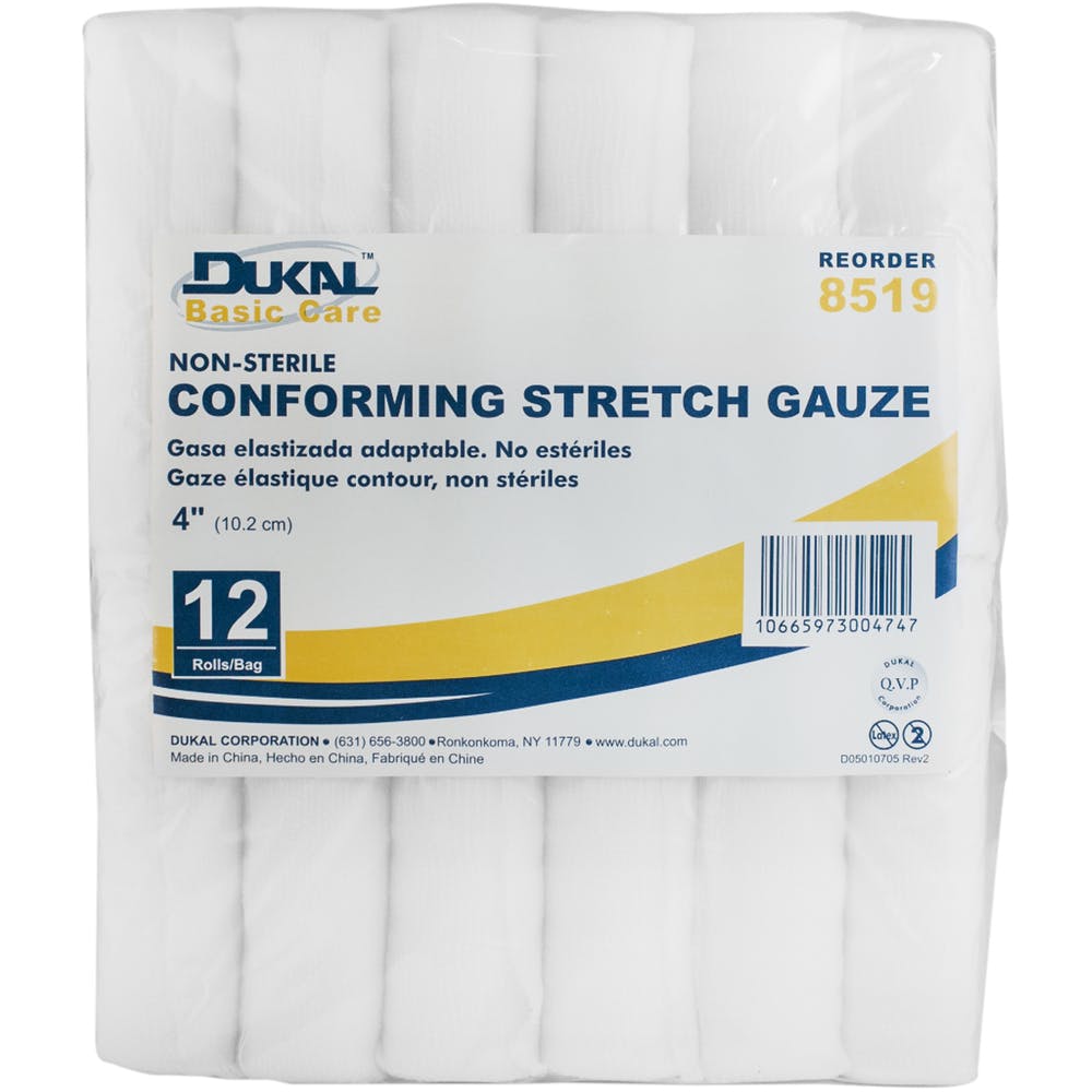 Conforming 4" Stretch Gauze Roll -  12 Count 128-Ply Non-Sterile 2