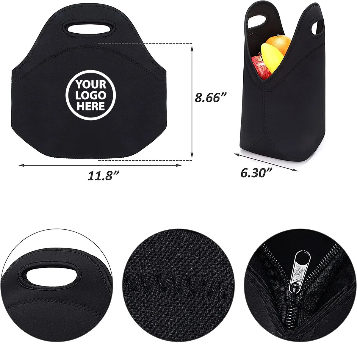 Zippered Neoprene Lunch Bags 1