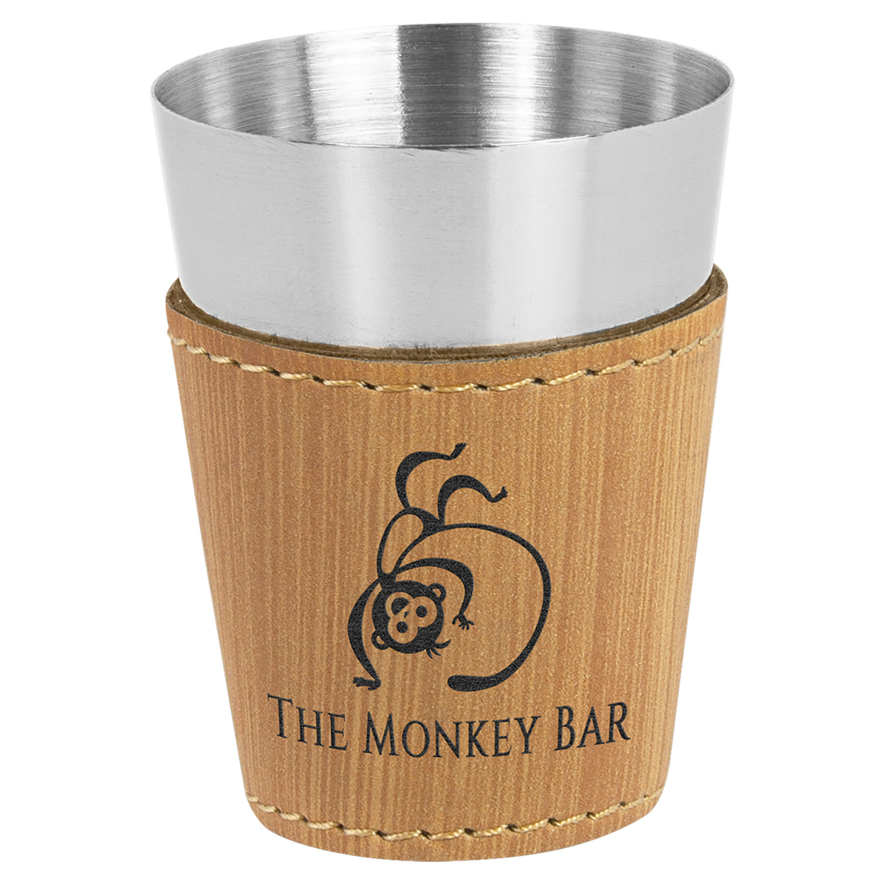 2 oz. Bamboo Leatherette & Stainless Steel Shot Glass 2