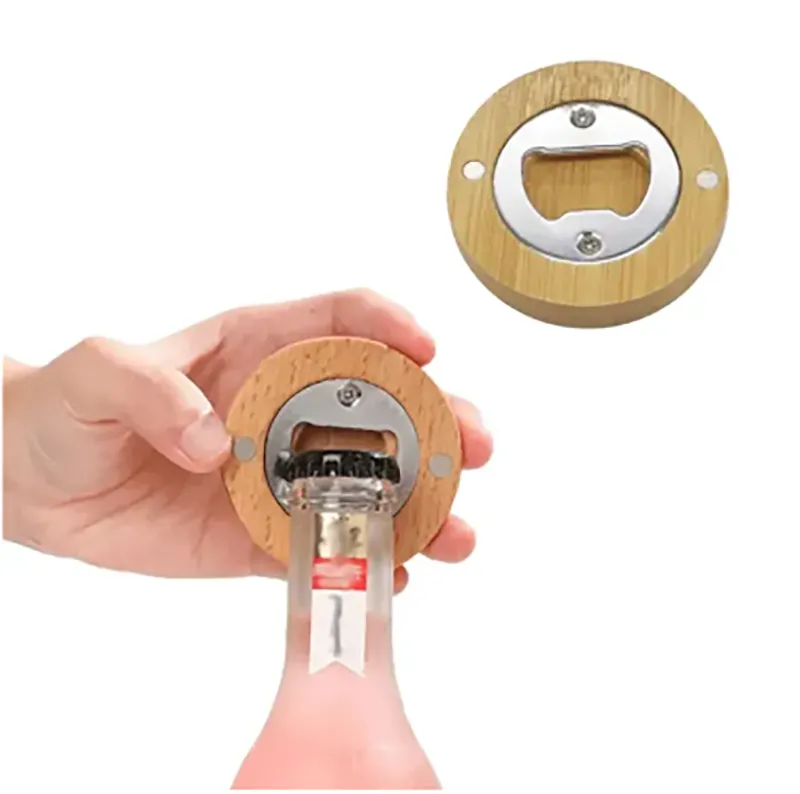 Round Wooden Magnet Bottle Opener 2