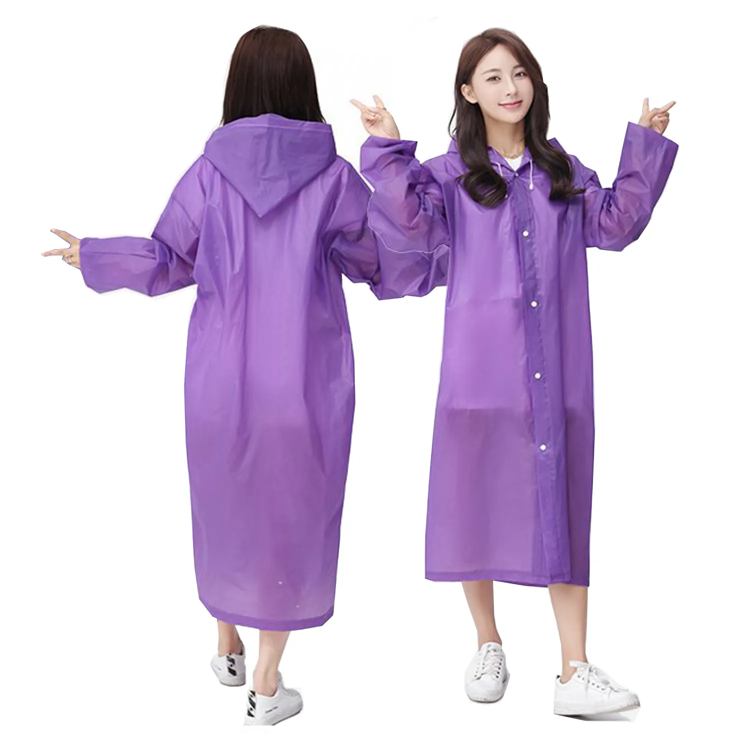 Reusable Rain Ponchos with Hood and Drawstring 6