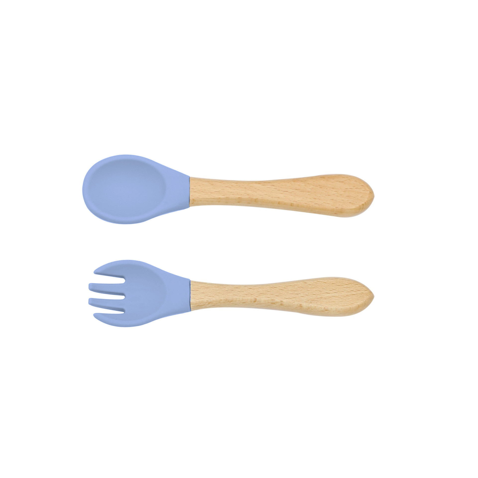 Baby Feeding Wooden Handle Silicone Fork & Spoon Set 11