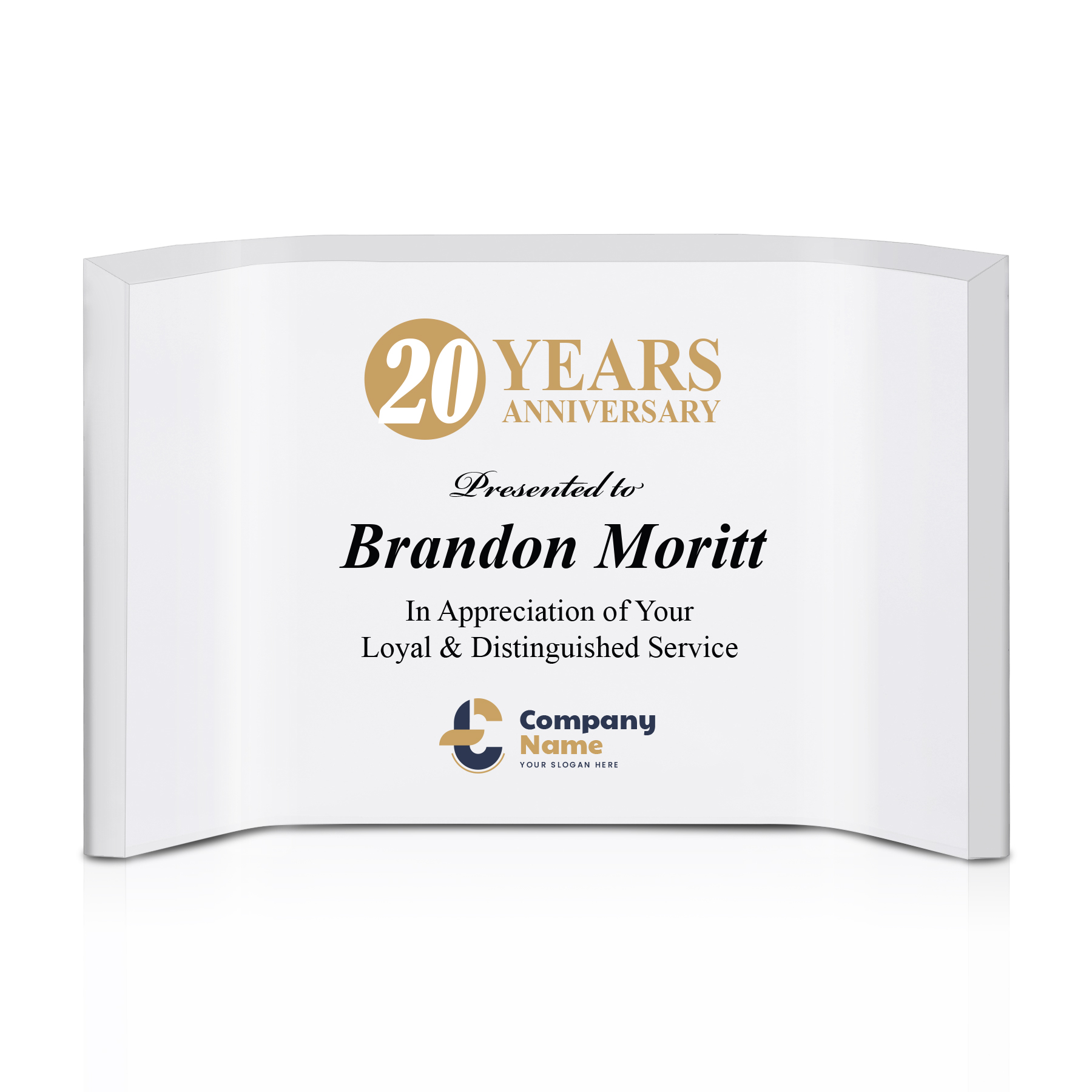 Personalized Freestanding Horizontal Curved Acrylic Award Frame 5