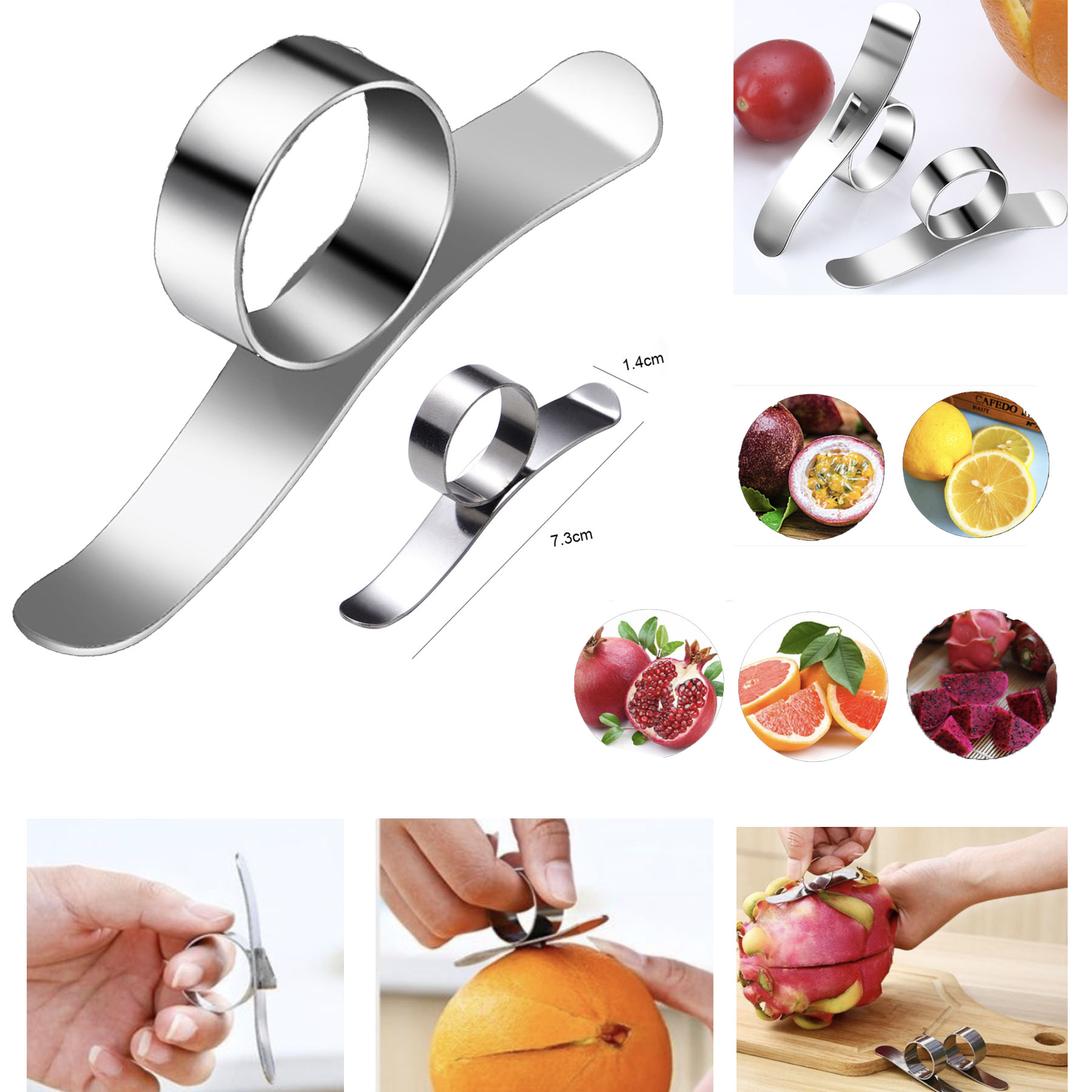 Stainless Steel Orange Opener, Finger Ring Peeler 1