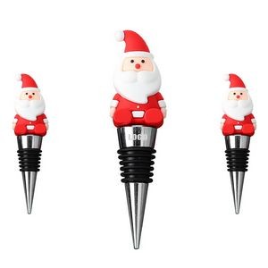 Adorable PVC Sitting Santa Claus Wine Cork Bottle Stopper 7