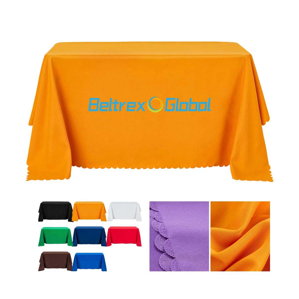 Durable 130x88 Table Throw with Logo Branding Area 6