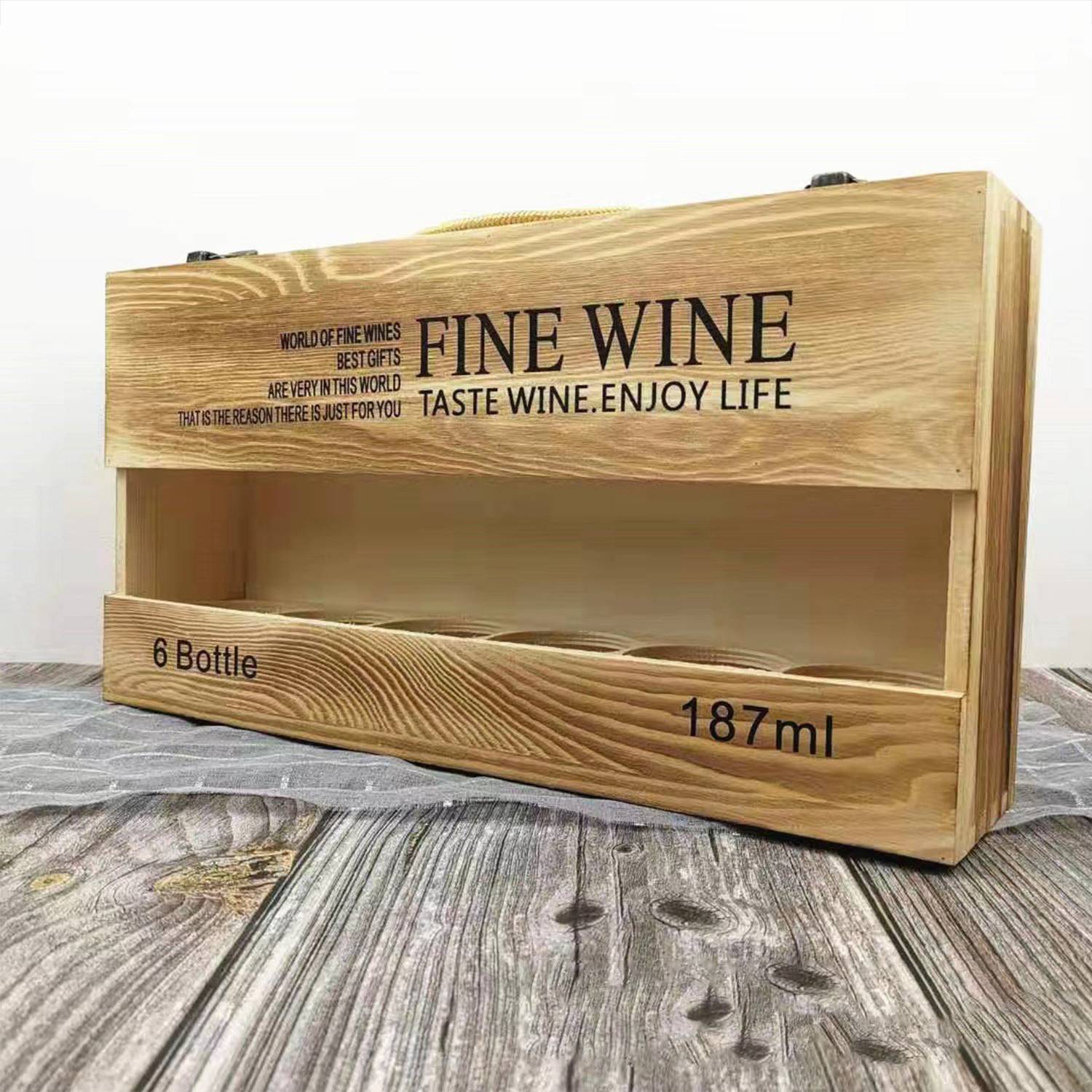 6-Bottle Wood Wine Box 5