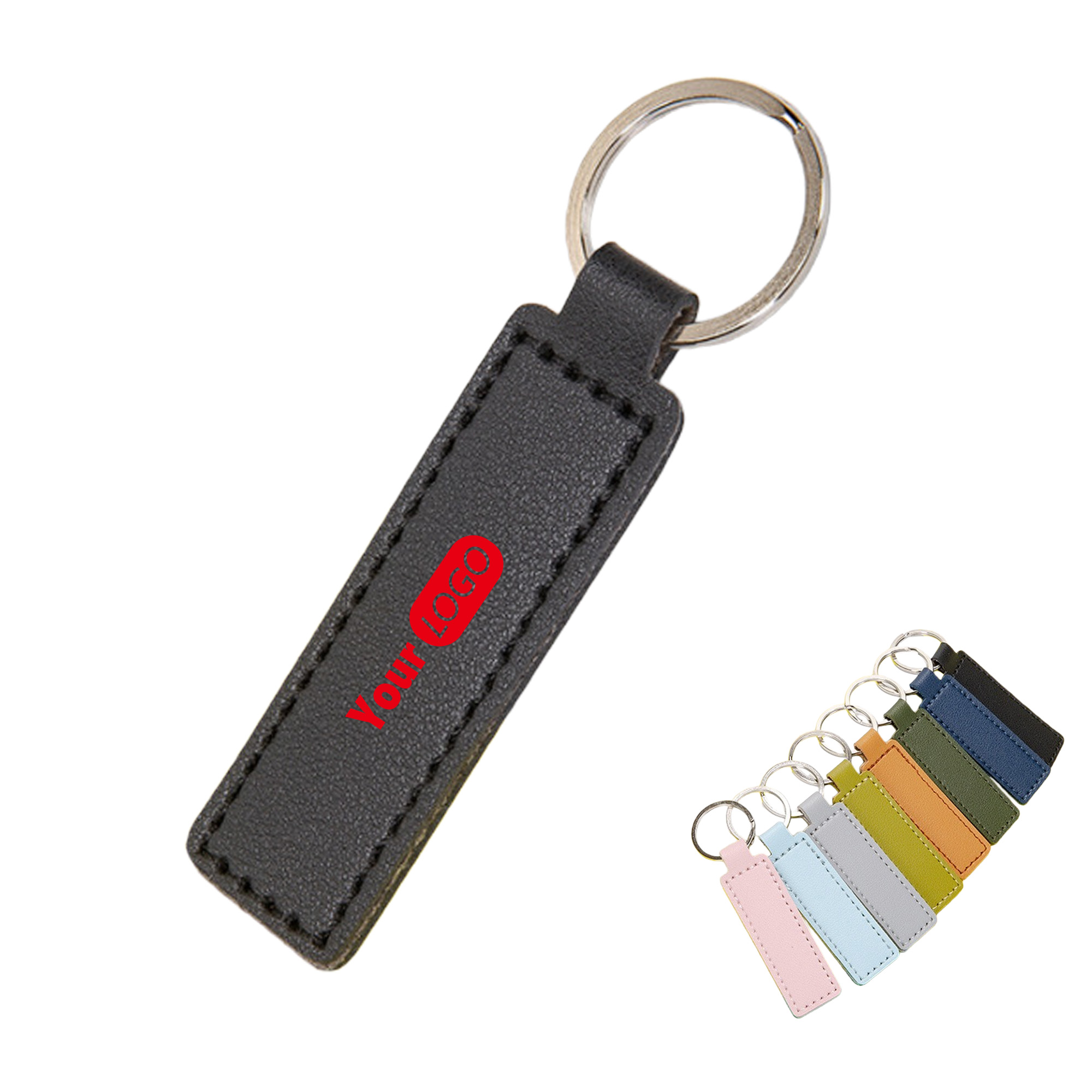 Custom Logo Colorful Leather Keychain 2