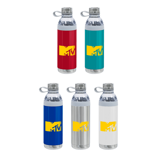 Dual Opening Stainless Steel Water Bottle - 20 Oz., custom water bottle with logo imprint 18