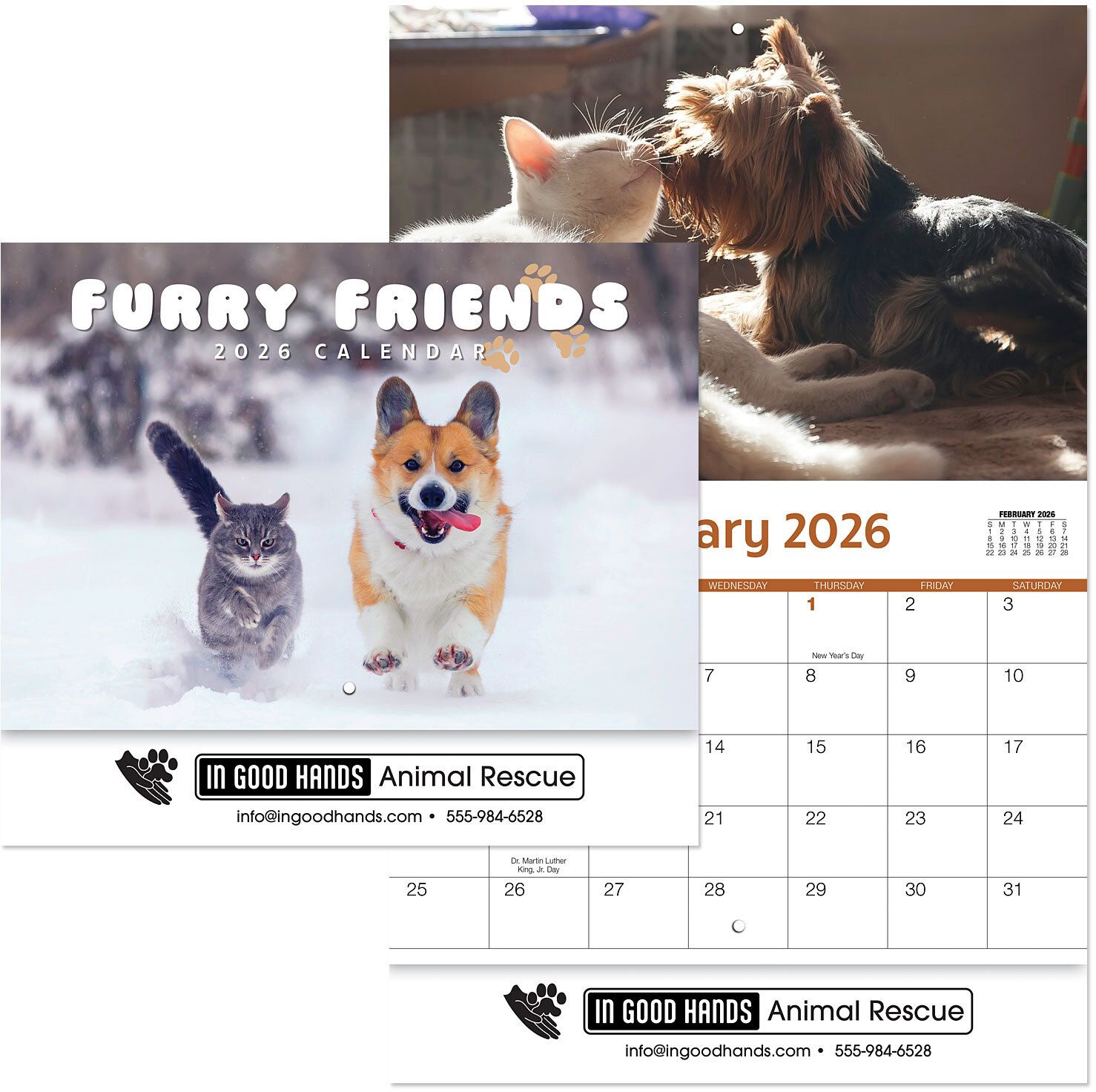 FURRY FRIENDS STAPLED WALL CALENDAR 16