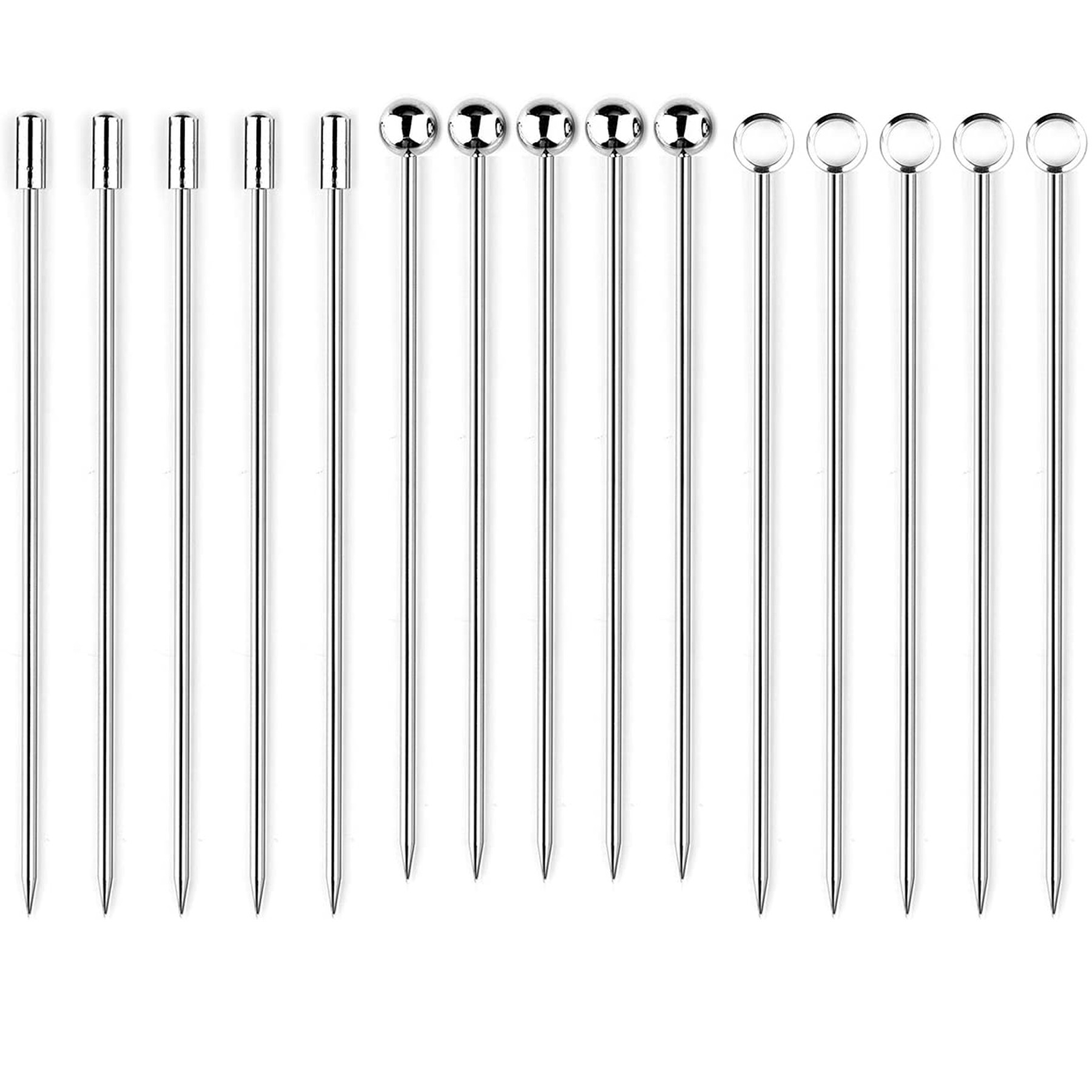 200 Pcs Metal Cocktail Drink Stainless Steel Round Head Needle 2