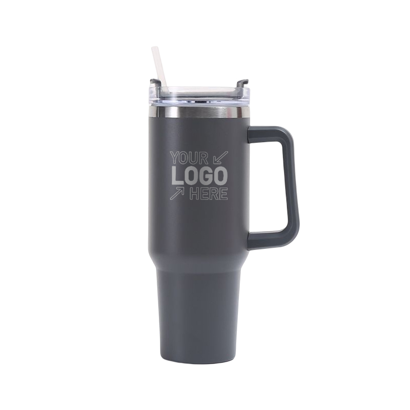 40 OZ Double Walls Stainless Steel Auto Tumbler With Straw And Handle 4