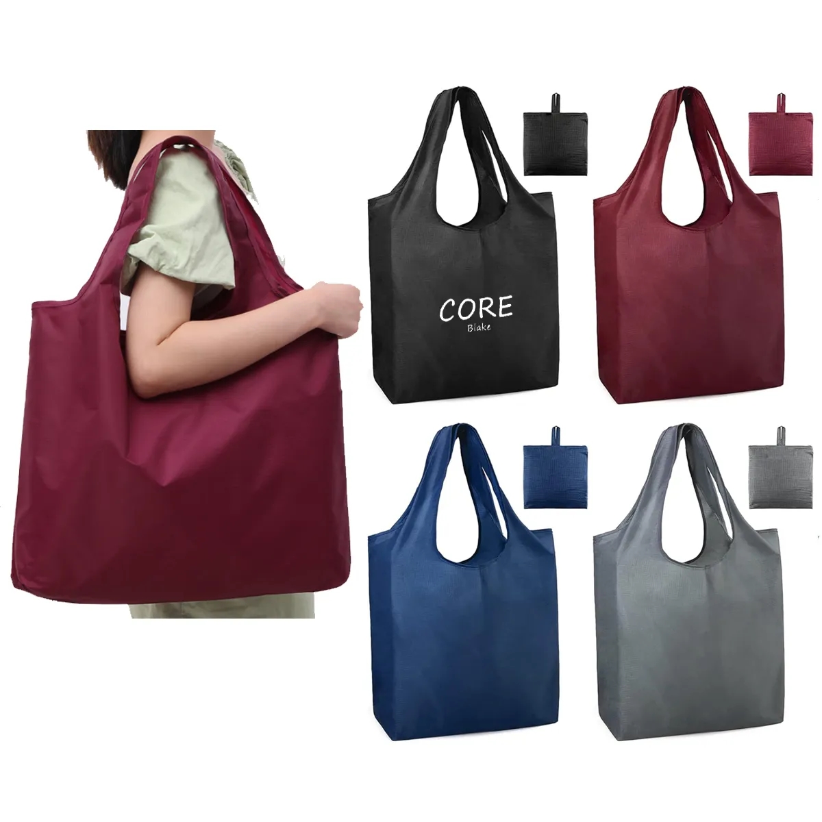Large Reusable Foldable Grocery Bags Shopping Tote 2