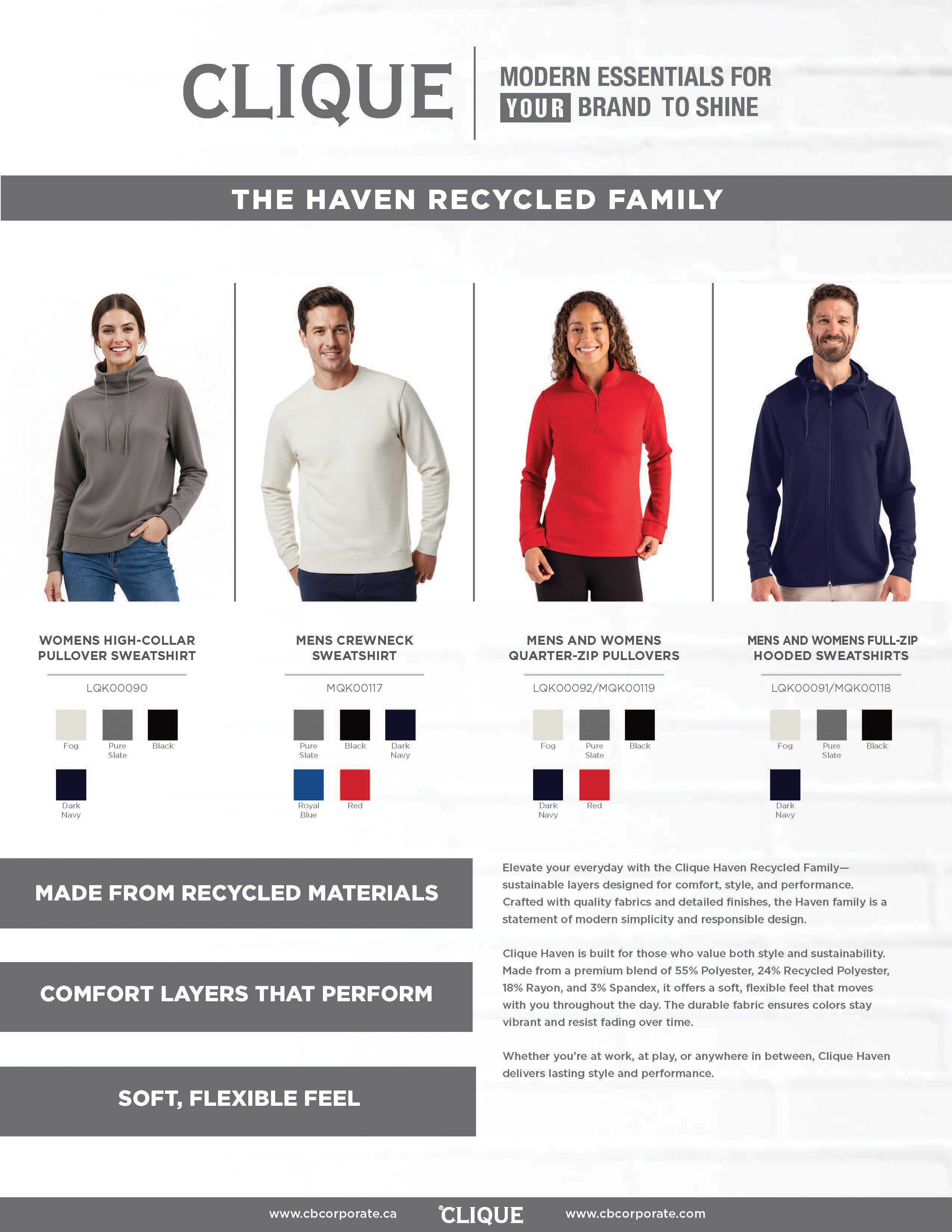Clique Haven Recycled Mens Crewneck Sweatshirt 1
