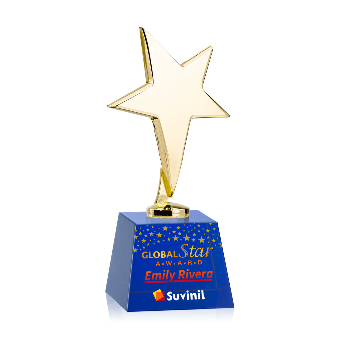 Tuscany Gold Star VividPrint™ Award on Robson Base - Blue