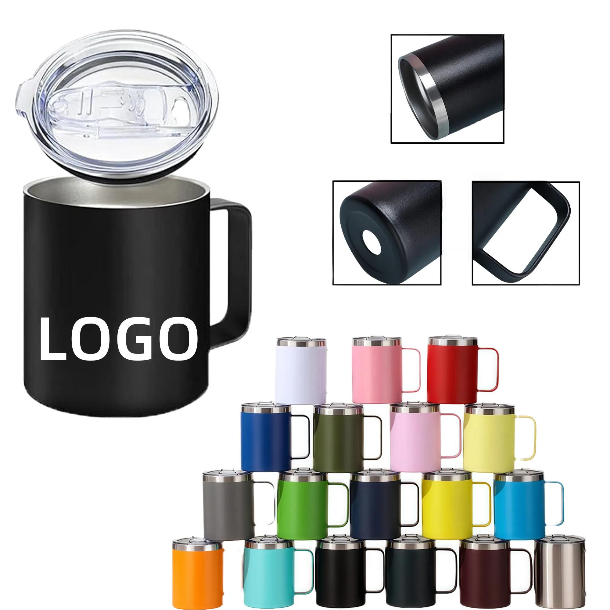 MOQ 12oz Insulated Stainless Steel Coffee Mug With Lid 3