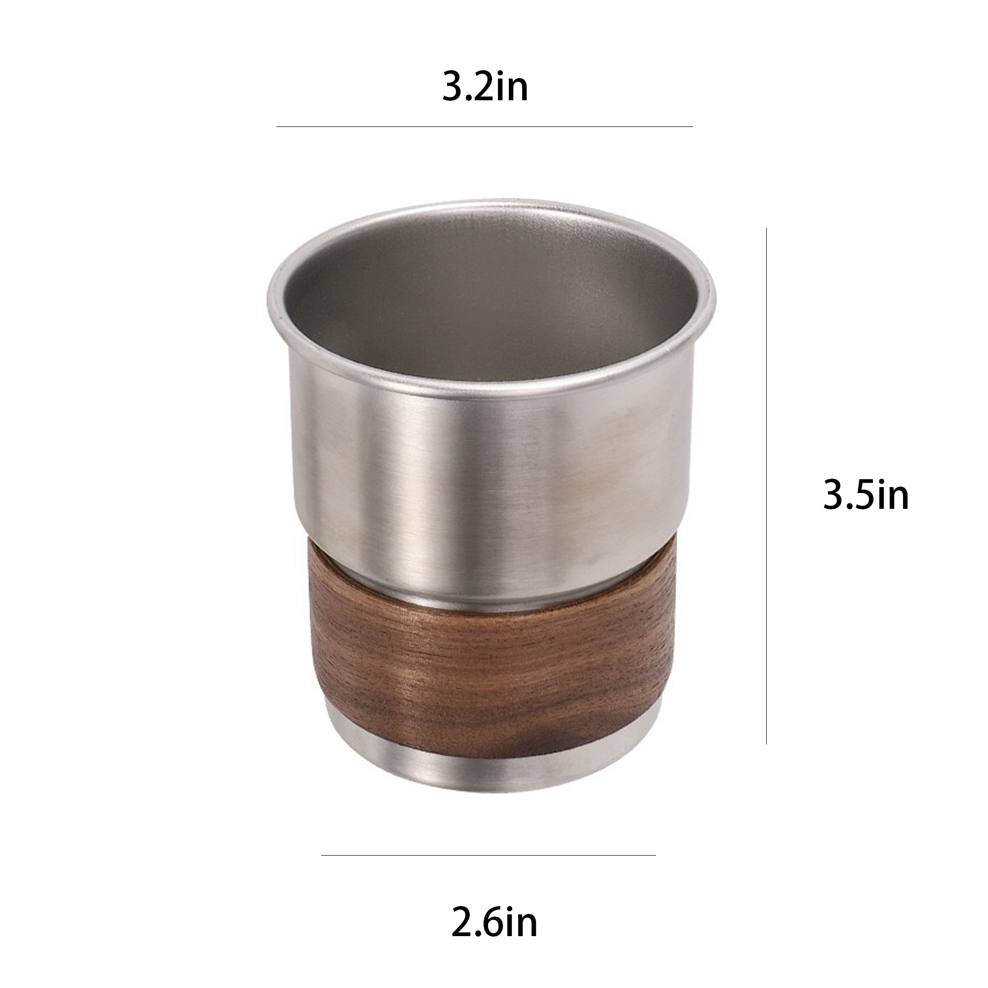 Stainless Steel Cup with Walnut Wood Sleeve and Lid 1