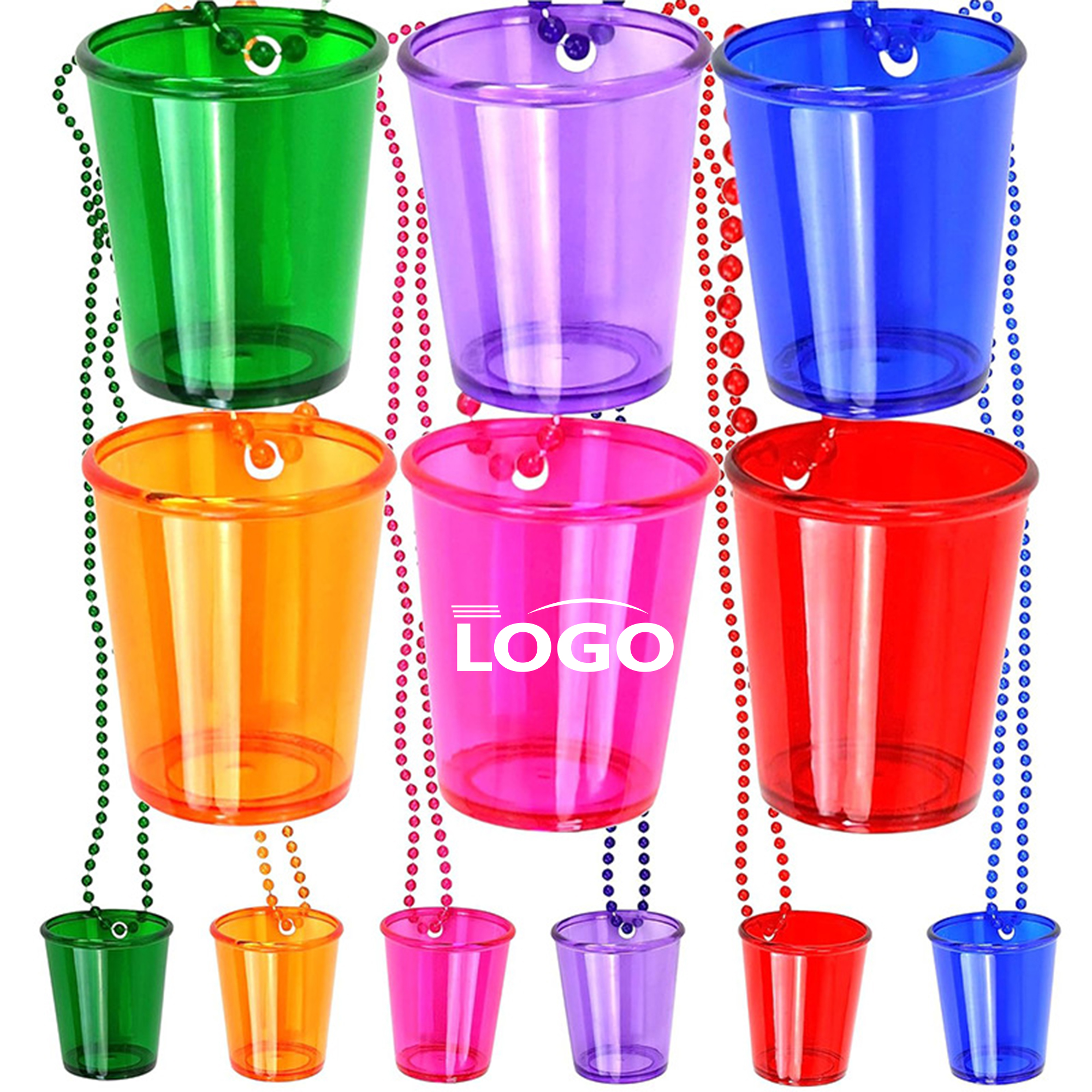 Colorful Party Shot Glass with Bead Chain for Events 1