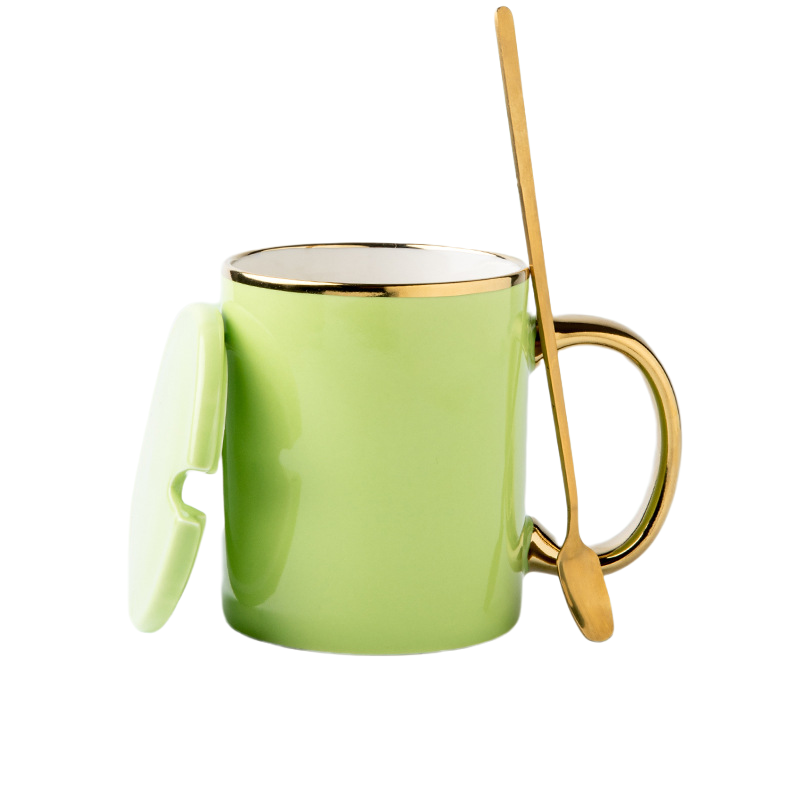 12 oz. Advertising Ceramic Coffee Mugs with Lid and Spoon 13