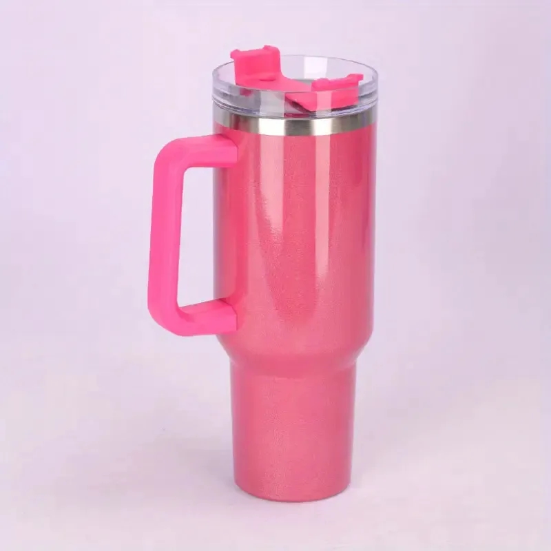 40oz Portable Rainbow Gradient Car Tumbler With Handle Straw 6