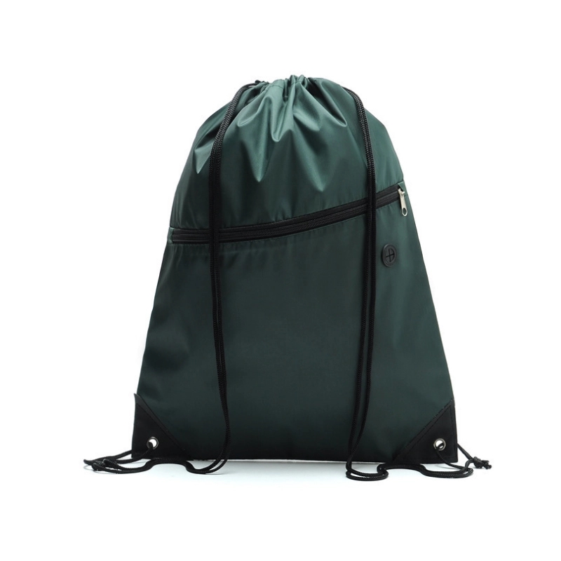 Sport Drawstring Backpack Bag With Front Zipped Pocket 2