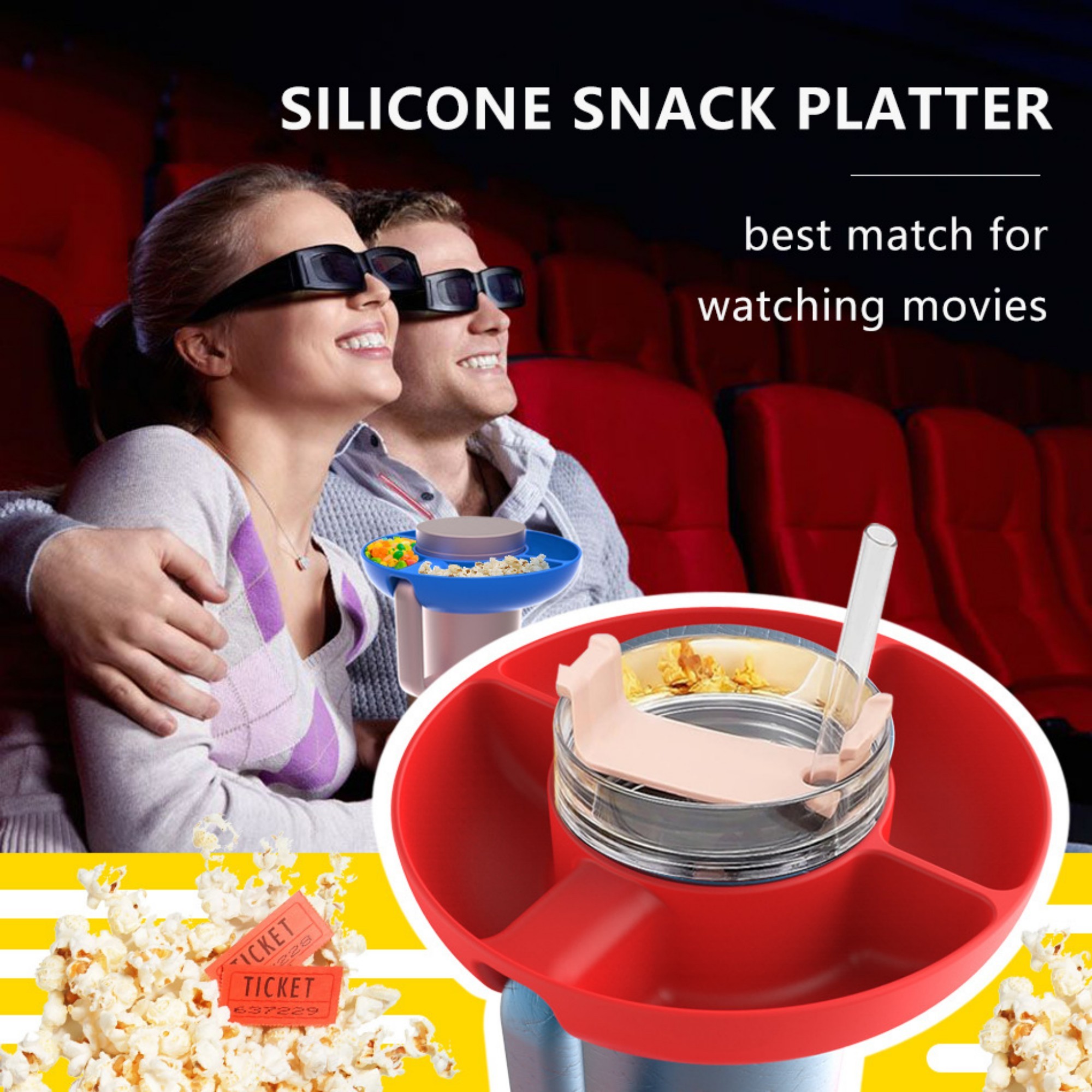 4 Compartment Silicone Snack Tray 4