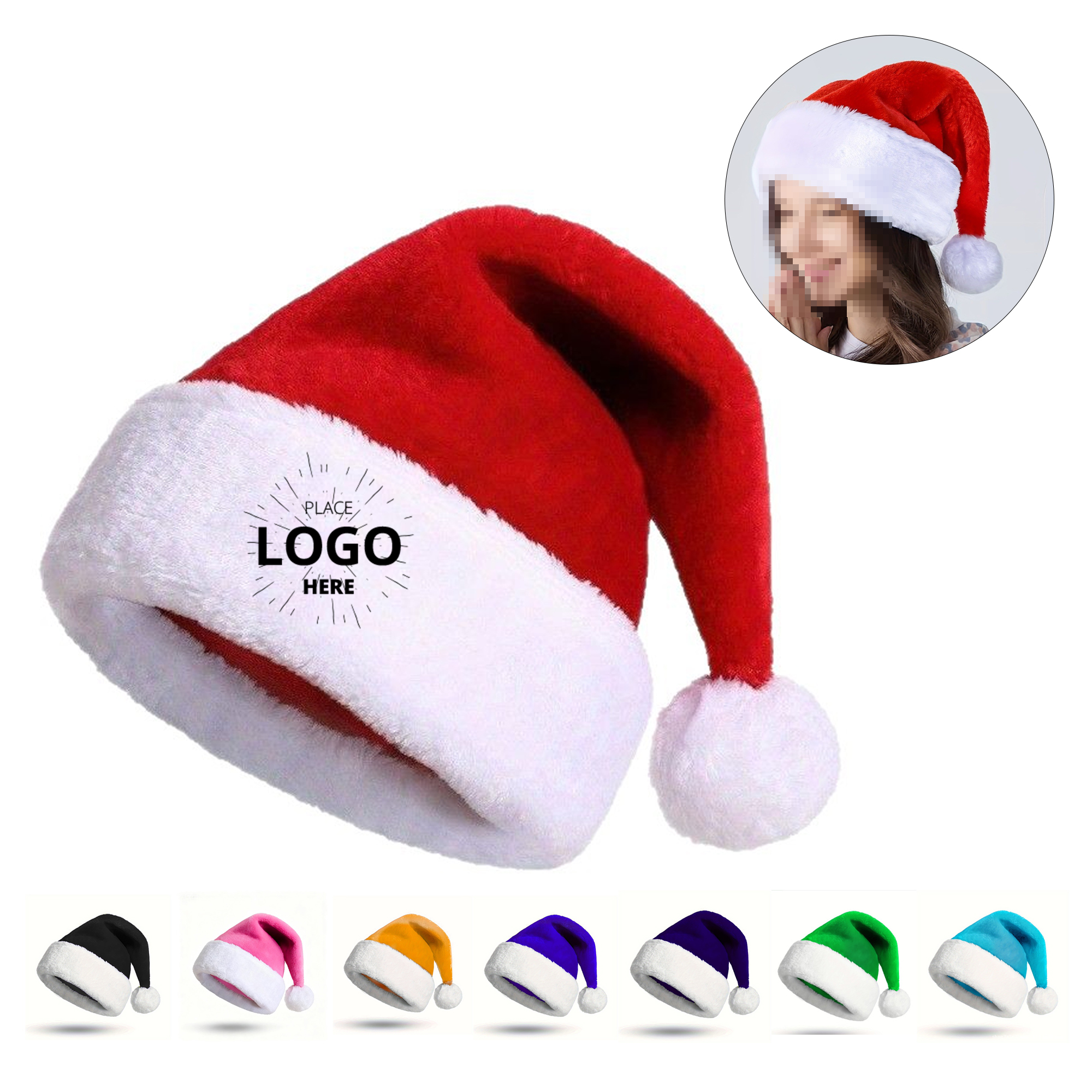 Short Plush Santa Hat 1