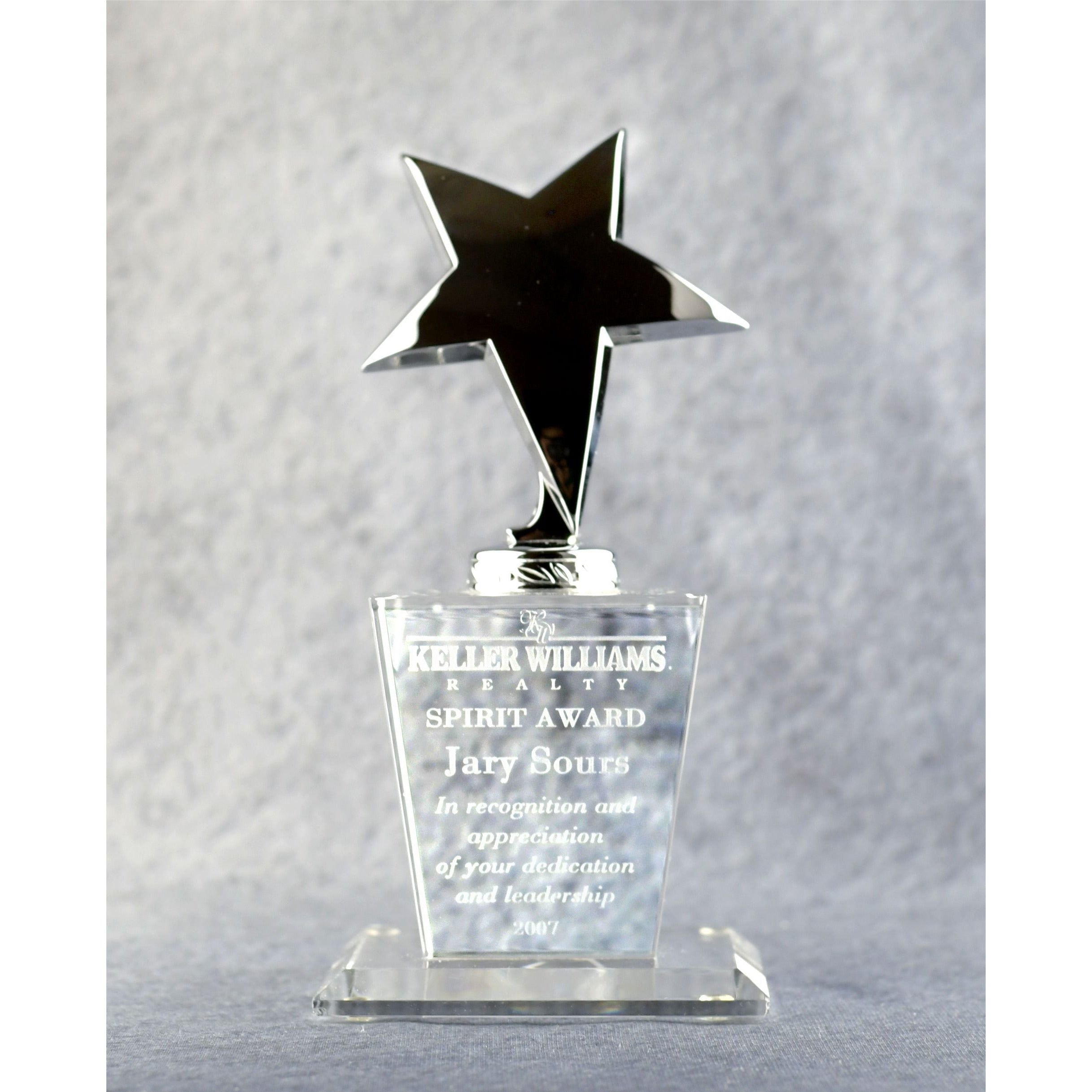 Optic Crystal Base With Silver Metal Star 3