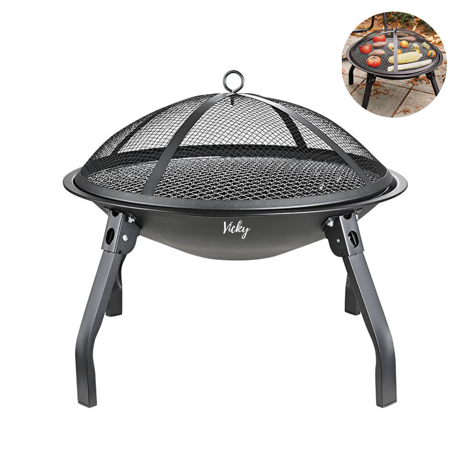 Outdoor Folding Charcoal Grill Fire Pit 2