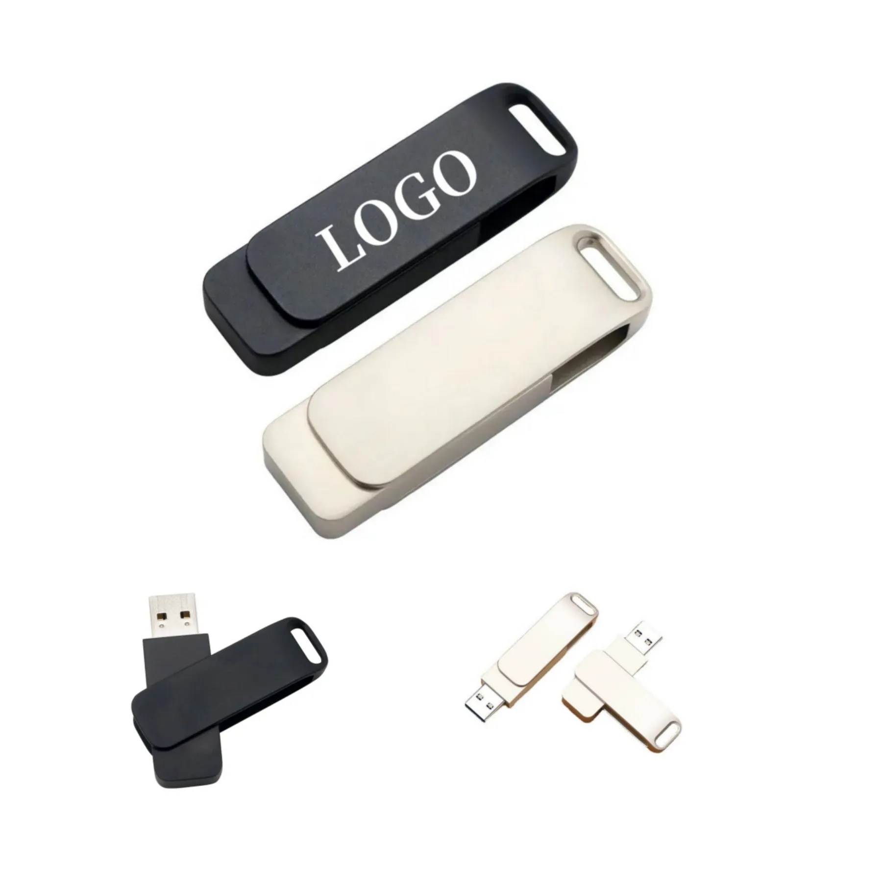 High Speed USB 2.0 Metal Swivel Twister Flash Drive 64GB