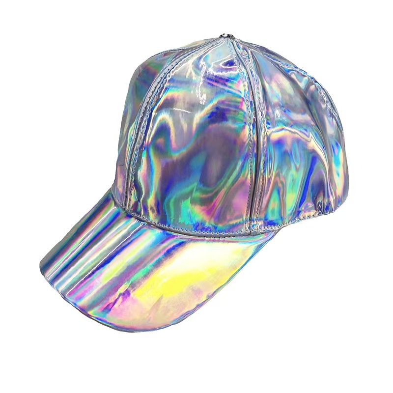 Shiny Metallic PU Baseball Cap Holographic Hip Hop Hat 8