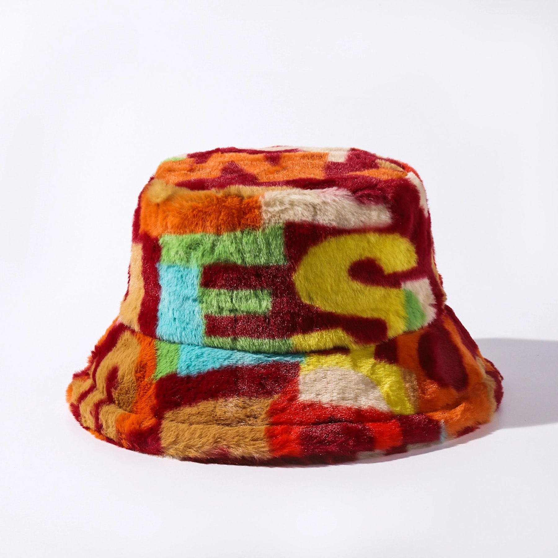 Color Block Fuzzy Bucket Hat 13