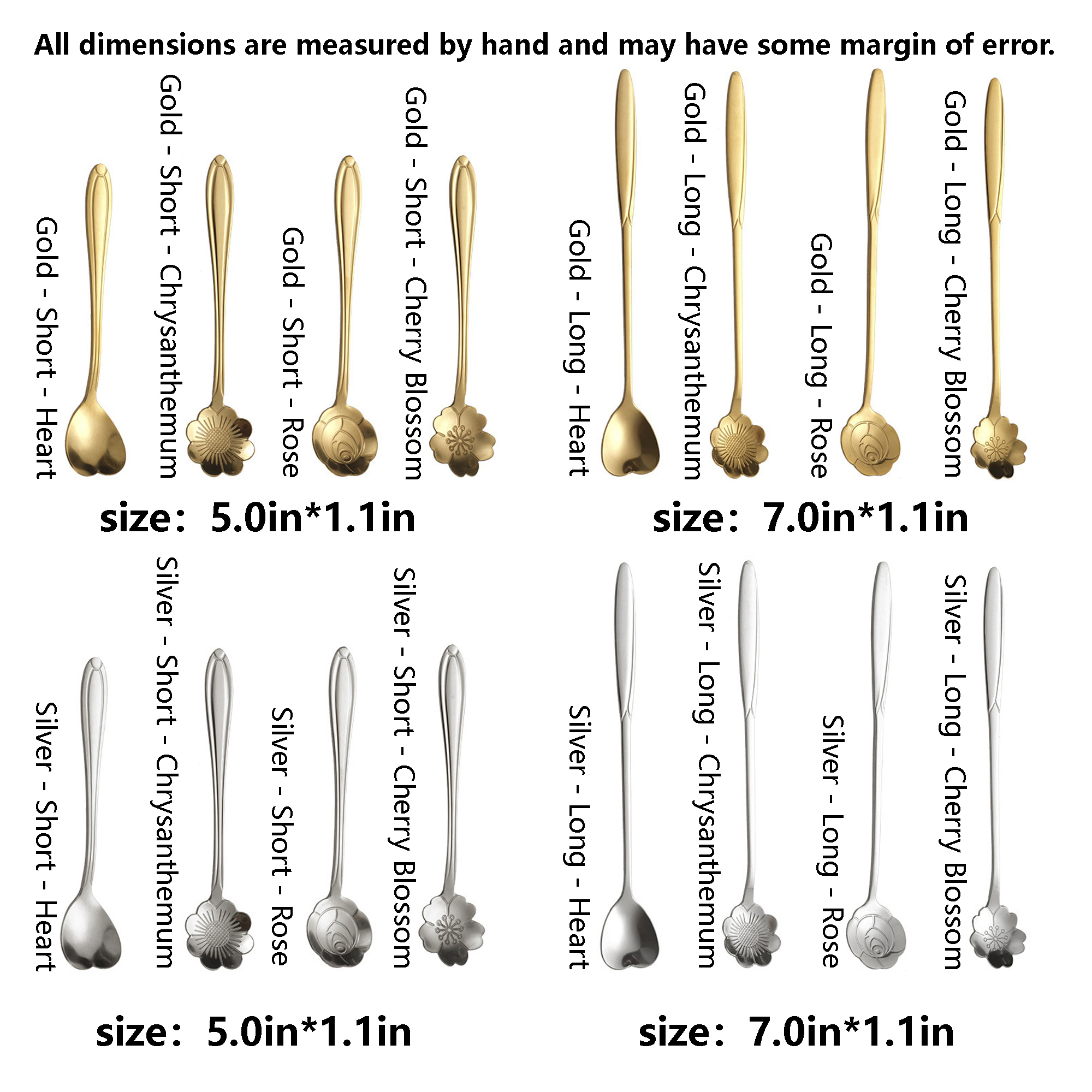 Golden stainless steel cherry blossom pattern coffee spoon 3