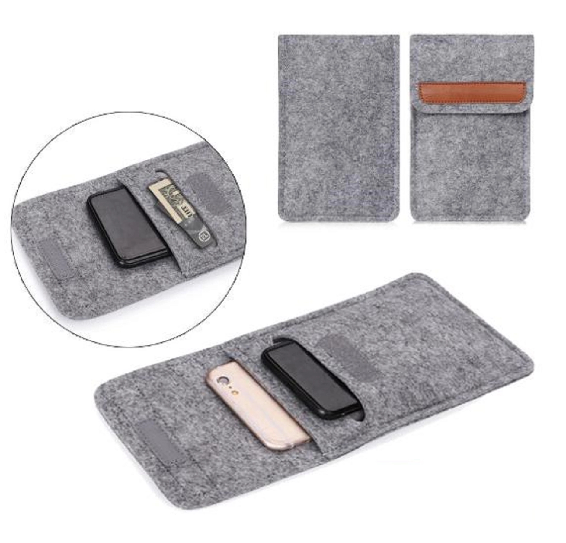 6 inch Multi-functional Felt Phone Pouch 8