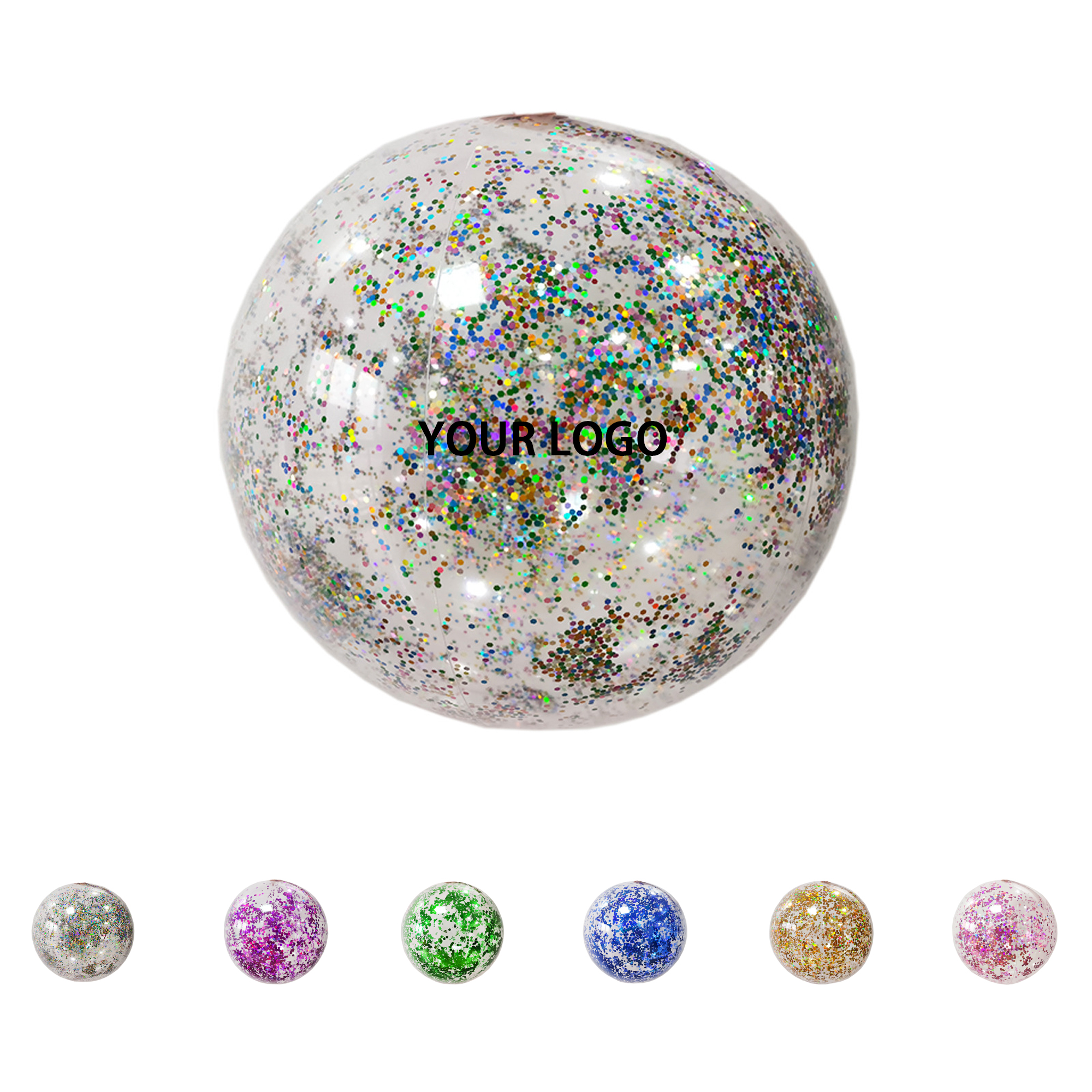 Transparent Glitter Beach Sphere 8.7" x 7.9" x 0.2" 1
