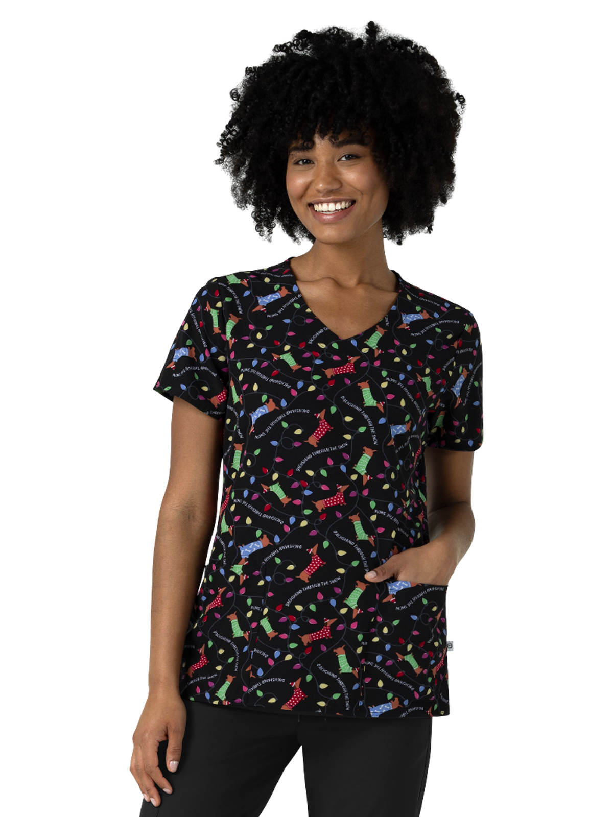 Wink - Fashion Prints - Women's V-Neck Print Scrub Top