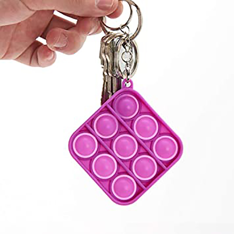 Square Shape Pure Color Push Pop Key Chain 2